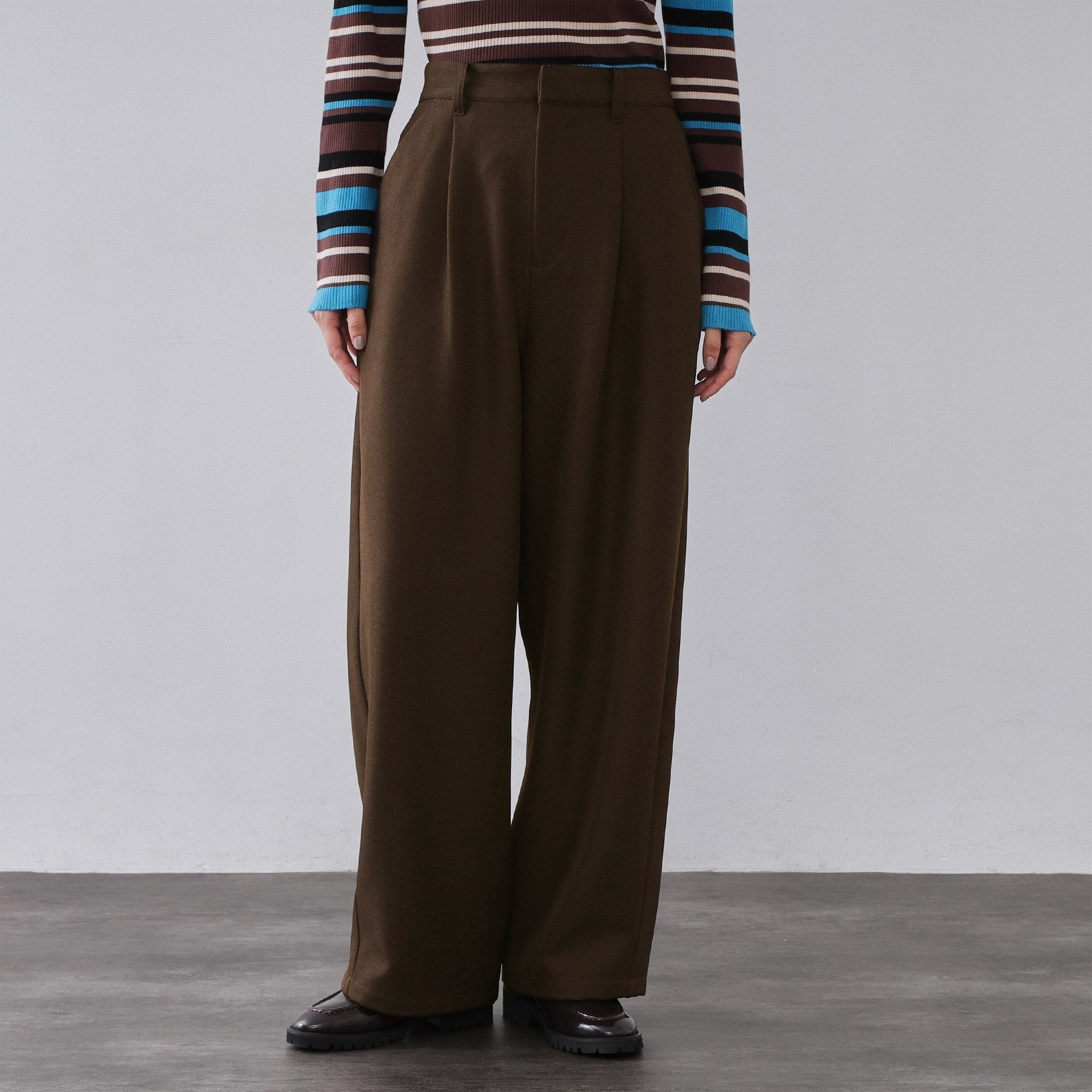 オペーク ドット クリップ OPAQUE.CLIP メランジ カーヴィーパンツ【洗濯機OK】 （チャコールグレー(014)） チャコールグレー(014)