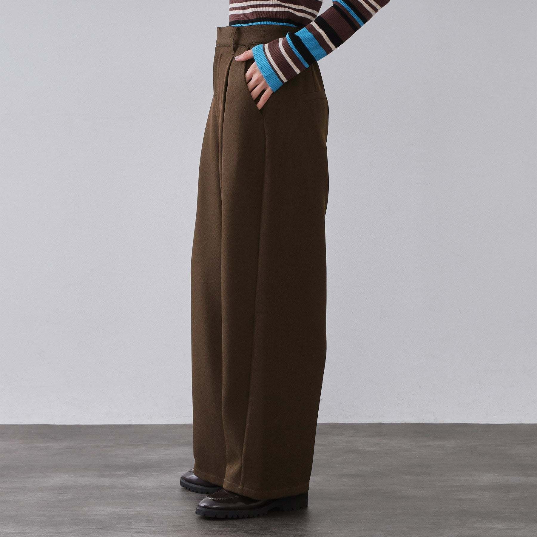 オペーク ドット クリップ OPAQUE.CLIP メランジ カーヴィーパンツ【洗濯機OK】 （チャコールグレー(014)） チャコールグレー(014)