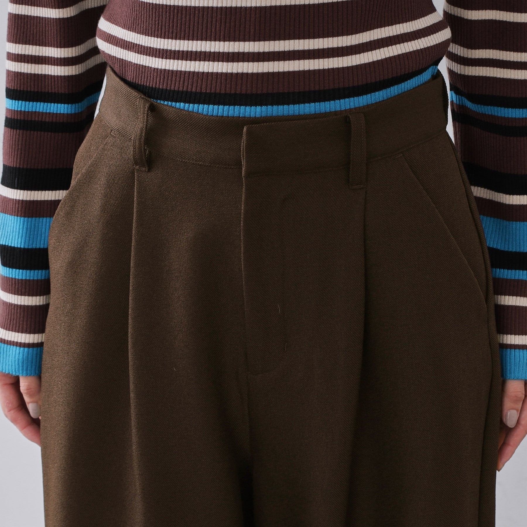 オペーク ドット クリップ OPAQUE.CLIP メランジ カーヴィーパンツ【洗濯機OK】 （チャコールグレー(014)） チャコールグレー(014)