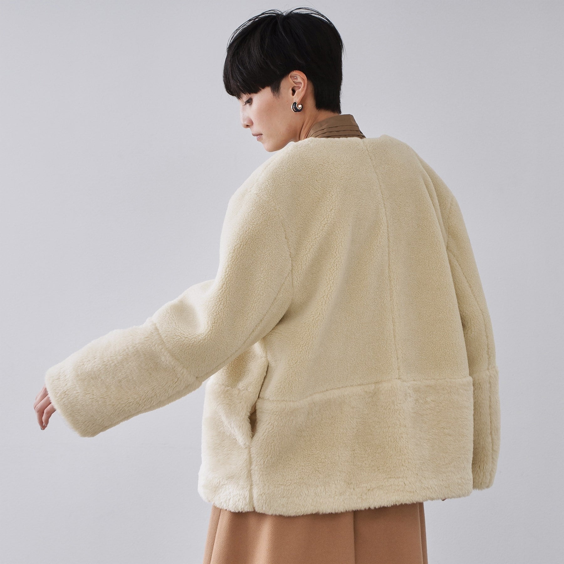 オペーク ドット クリップ OPAQUE.CLIP フェイクボア切替ショートコート （アイボリー(004)） アイボリー(004)