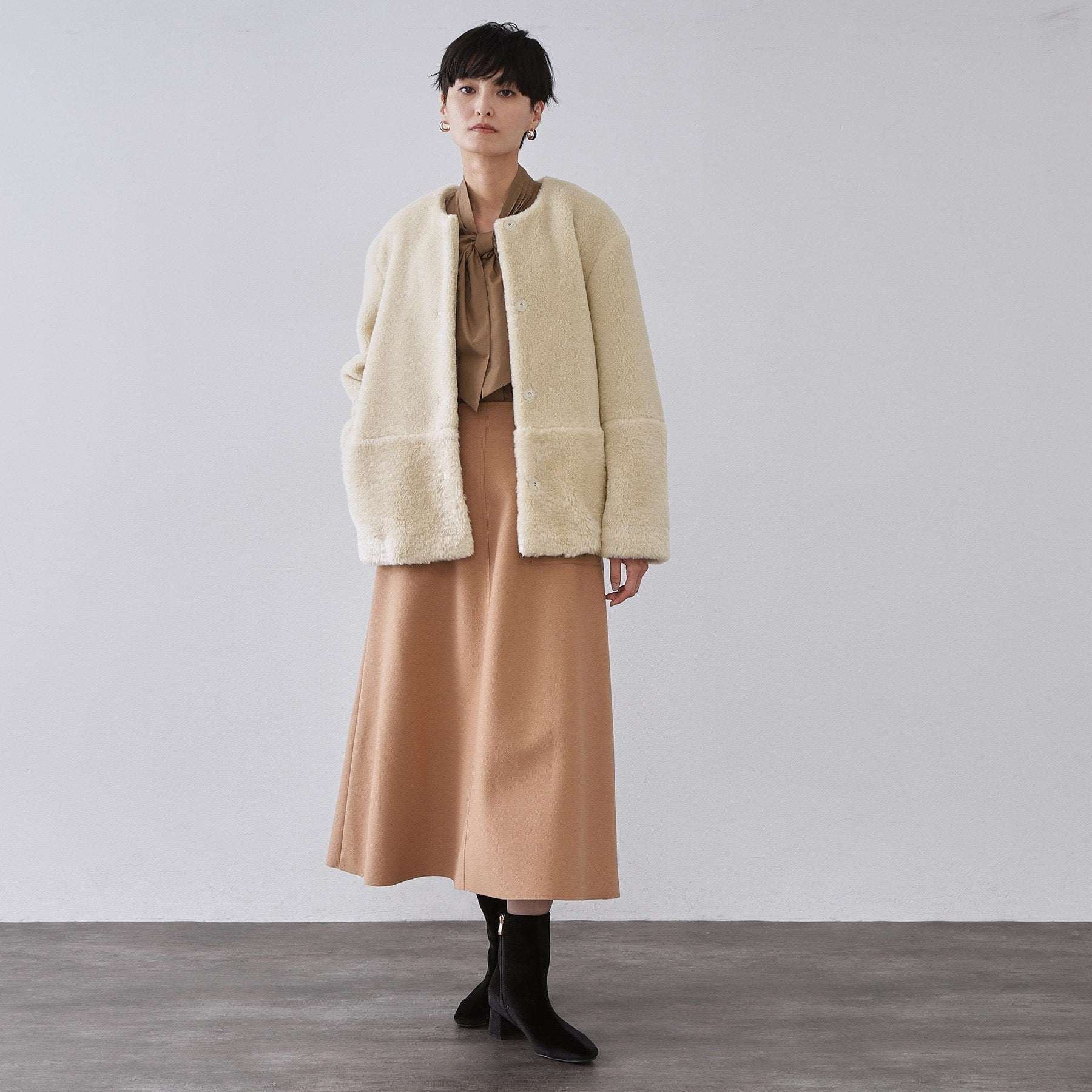 オペーク ドット クリップ OPAQUE.CLIP フェイクボア切替ショートコート （アイボリー(004)） アイボリー(004)