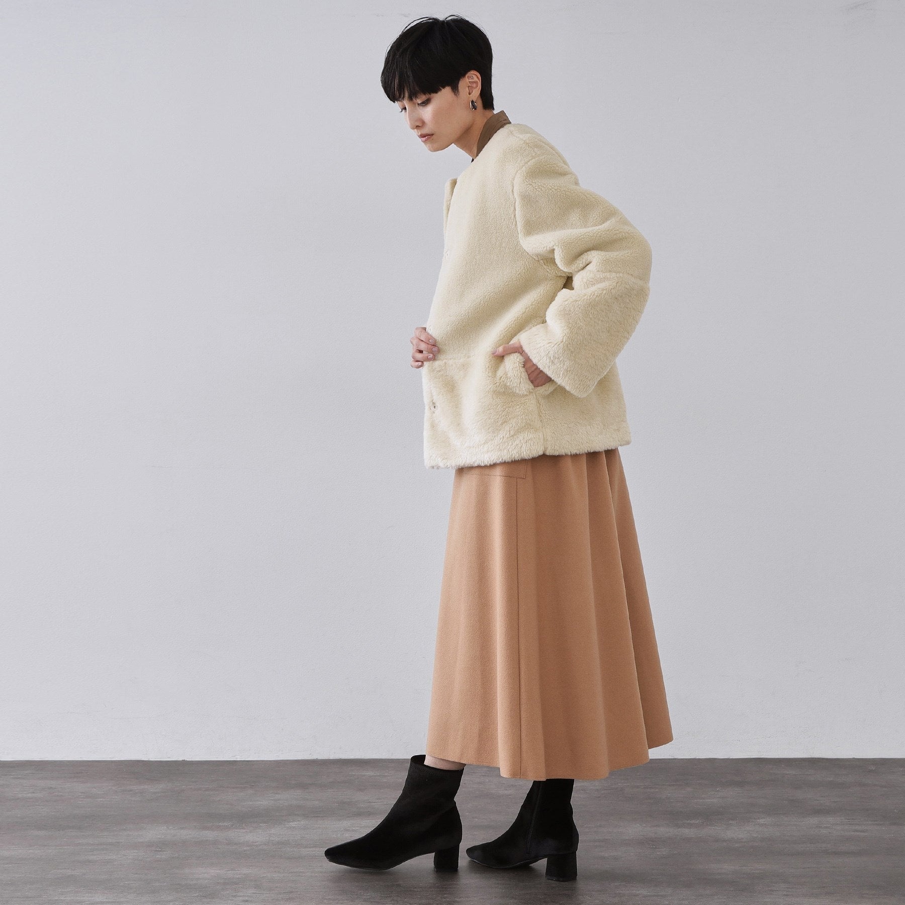 オペーク ドット クリップ OPAQUE.CLIP フェイクボア切替ショートコート （アイボリー(004)） アイボリー(004)