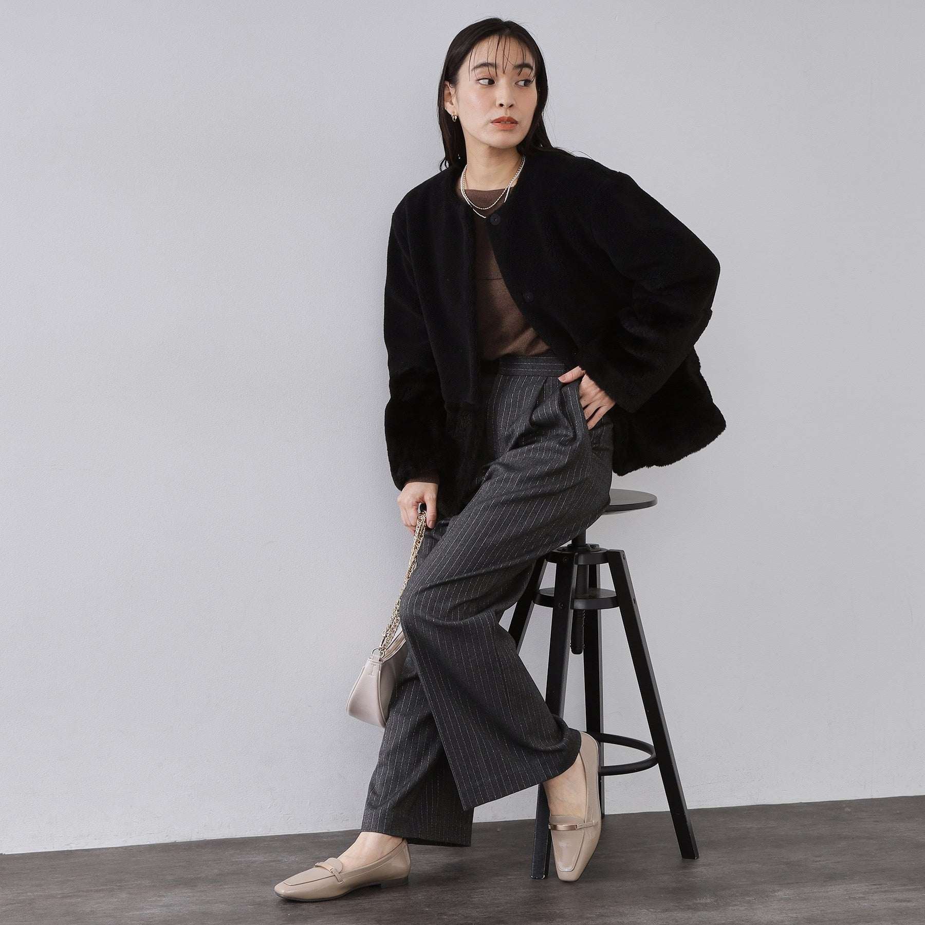 オペーク ドット クリップ OPAQUE.CLIP フェイクボア切替ショートコート （アイボリー(004)） アイボリー(004)