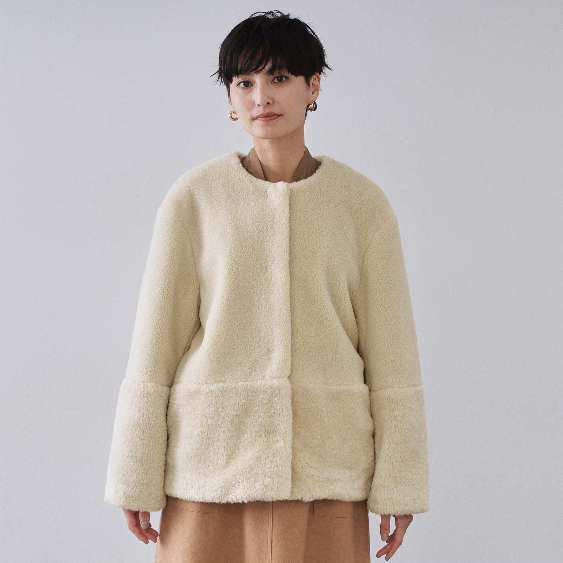 オペーク ドット クリップ OPAQUE.CLIP フェイクボア切替ショートコート （アイボリー(004)） アイボリー(004)