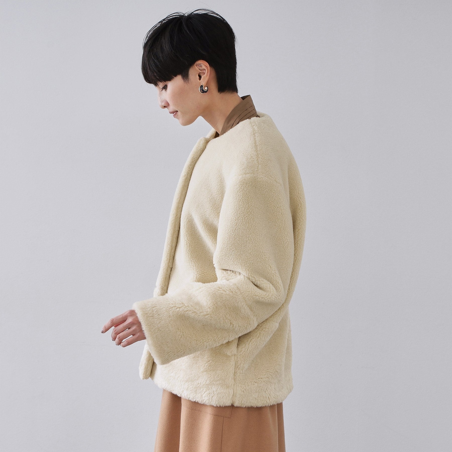 オペーク ドット クリップ OPAQUE.CLIP フェイクボア切替ショートコート （アイボリー(004)） アイボリー(004)