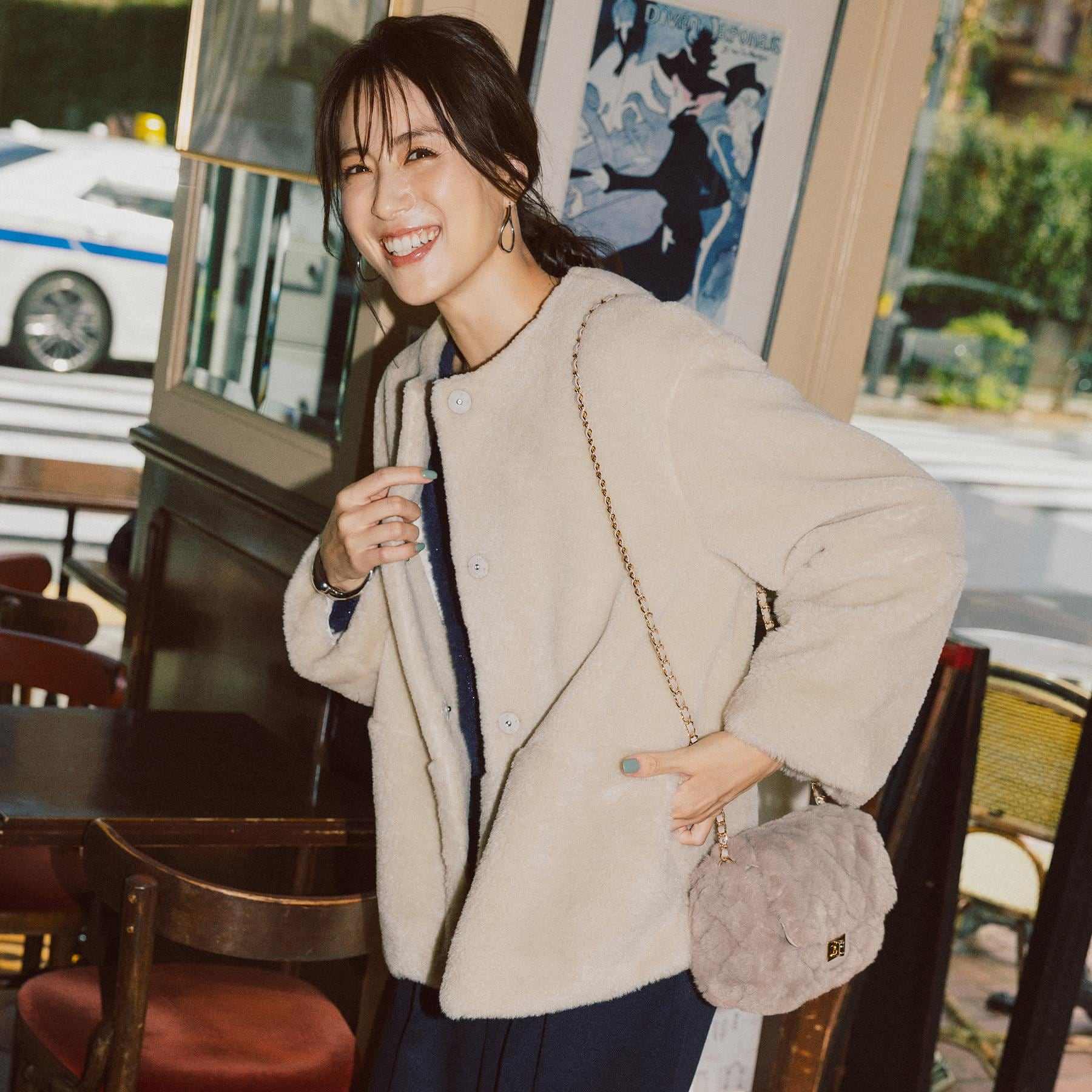 オペーク ドット クリップ OPAQUE.CLIP フェイクボア切替ショートコート （アイボリー(004)） アイボリー(004)