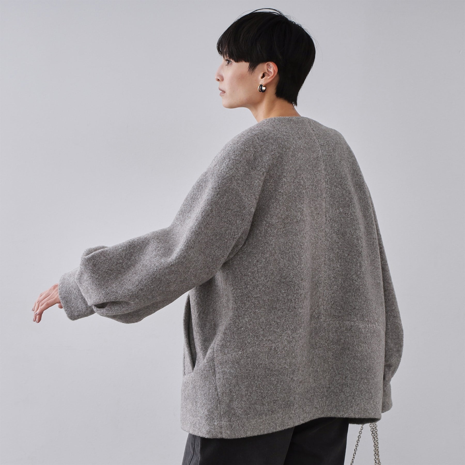 オペーク ドット クリップ OPAQUE.CLIP もこもこノーカラージップミドルコート【洗える】 （ライトベージュ(051)） ライトベージュ(051)