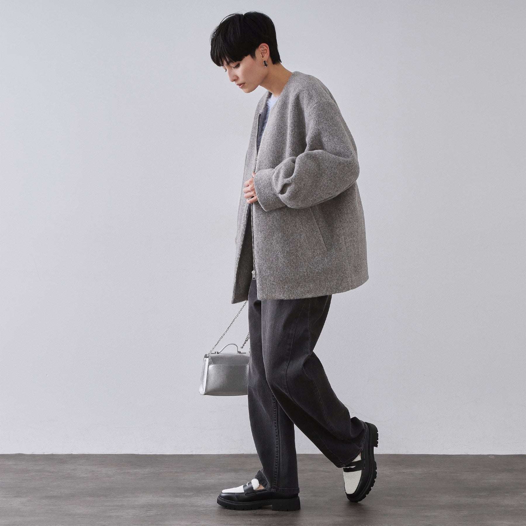 オペーク ドット クリップ OPAQUE.CLIP もこもこノーカラージップミドルコート【洗える】 （ライトベージュ(051)） ライトベージュ(051)