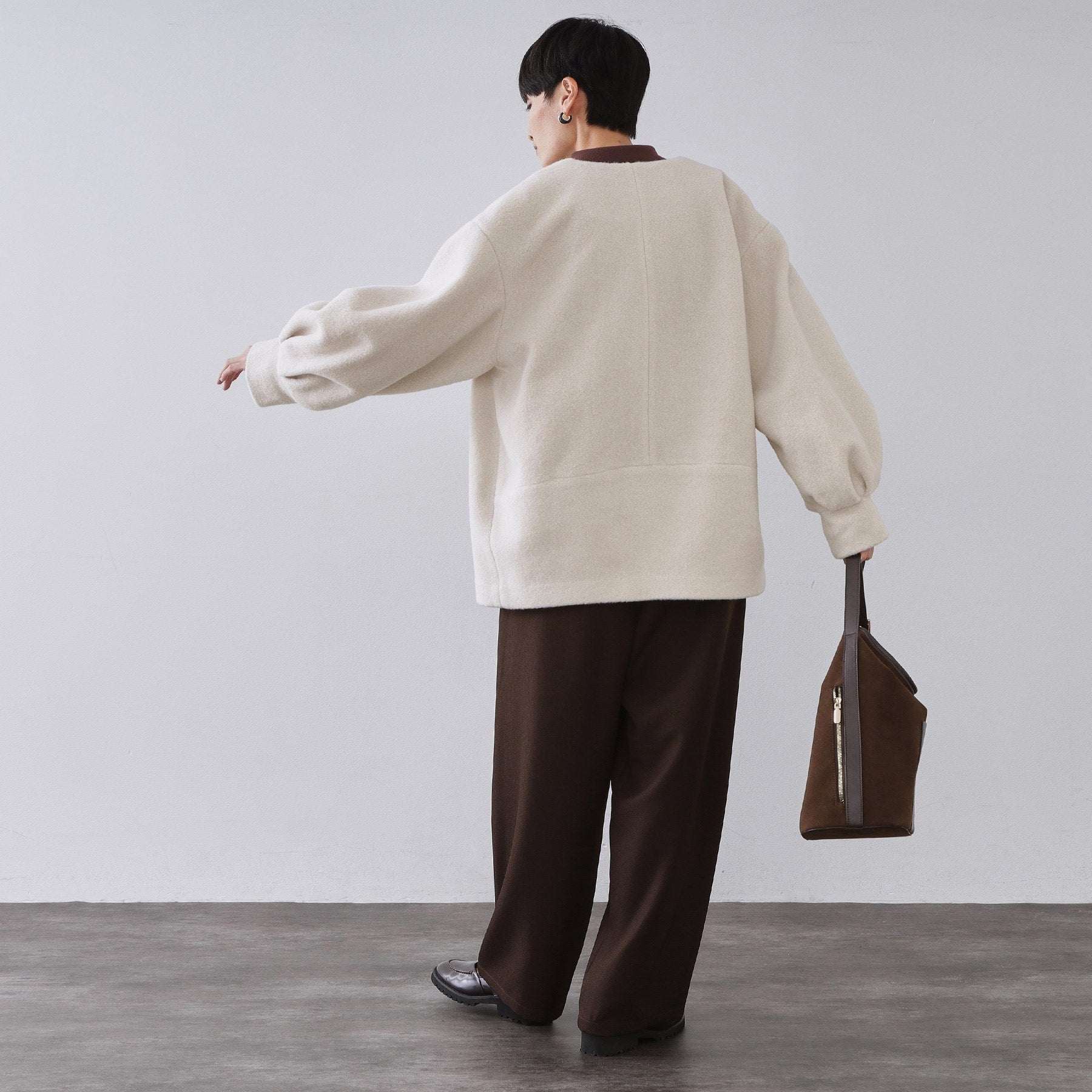 オペーク ドット クリップ OPAQUE.CLIP もこもこノーカラージップミドルコート【洗える】 （ライトベージュ(051)） ライトベージュ(051)