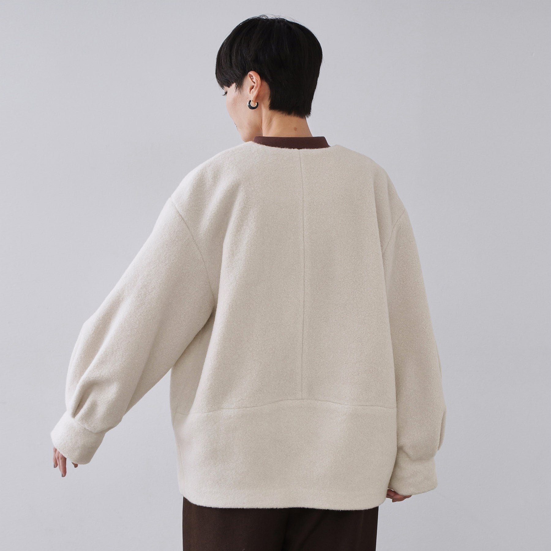 オペーク ドット クリップ OPAQUE.CLIP もこもこノーカラージップミドルコート【洗える】 （ライトベージュ(051)） ライトベージュ(051)