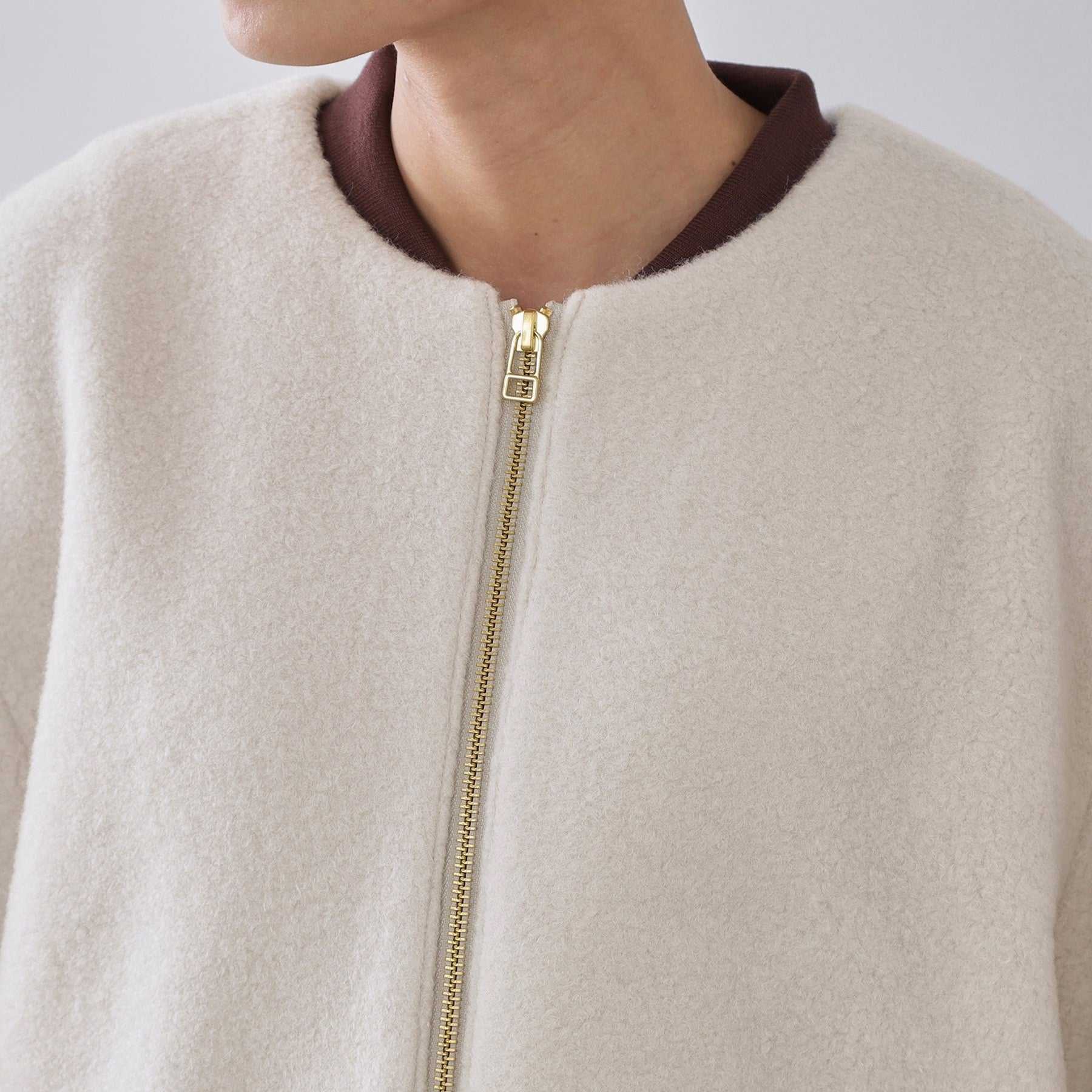 オペーク ドット クリップ OPAQUE.CLIP もこもこノーカラージップミドルコート【洗える】 （ライトベージュ(051)） ライトベージュ(051)