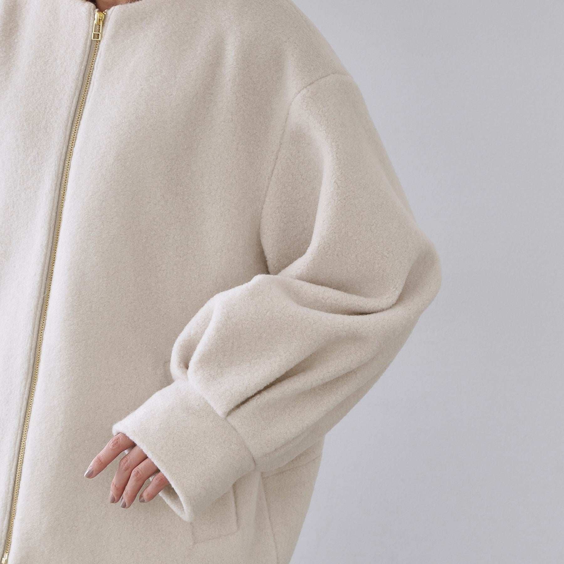 オペーク ドット クリップ OPAQUE.CLIP もこもこノーカラージップミドルコート【洗える】 （ライトベージュ(051)） ライトベージュ(051)