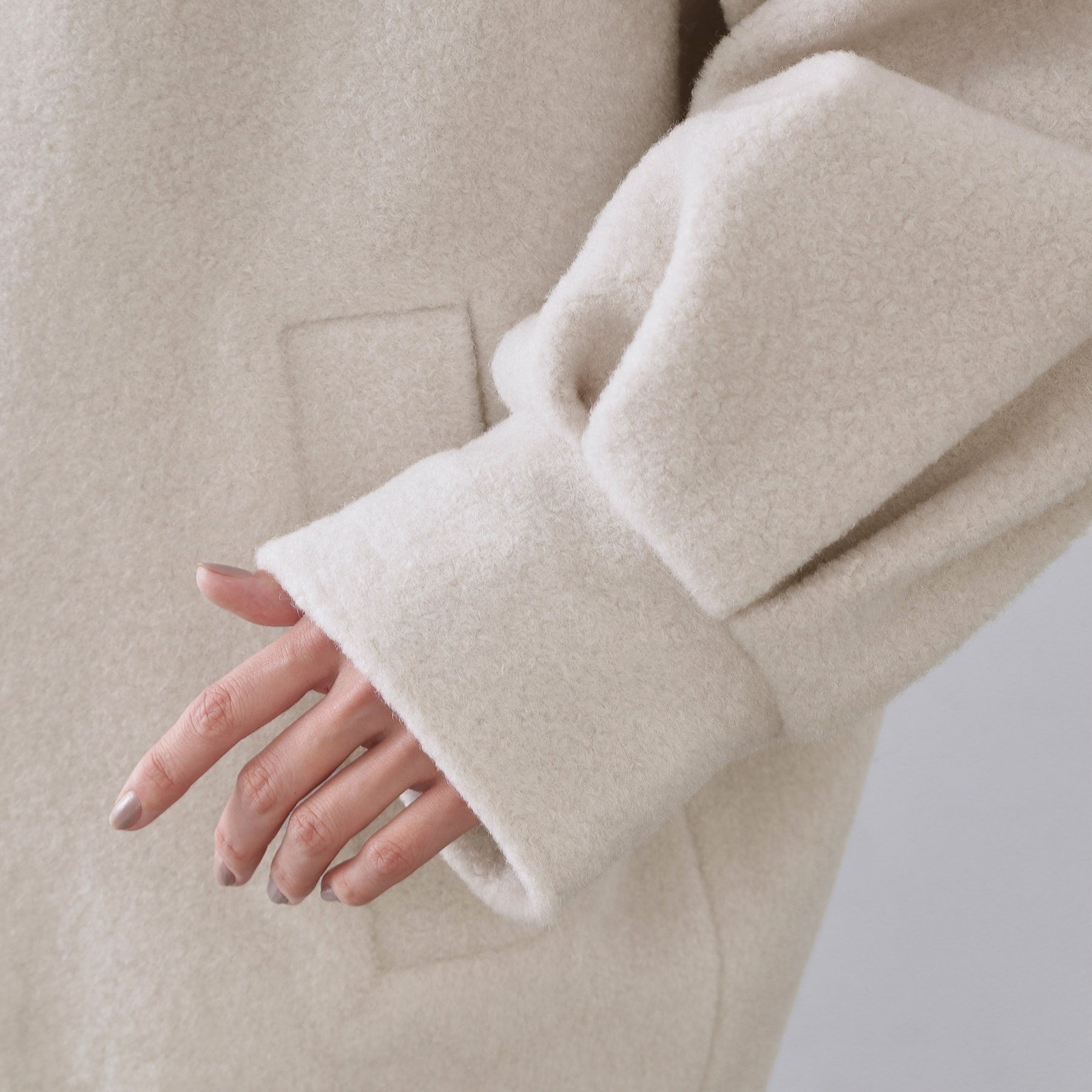 オペーク ドット クリップ OPAQUE.CLIP もこもこノーカラージップミドルコート【洗える】 （ライトベージュ(051)） ライトベージュ(051)