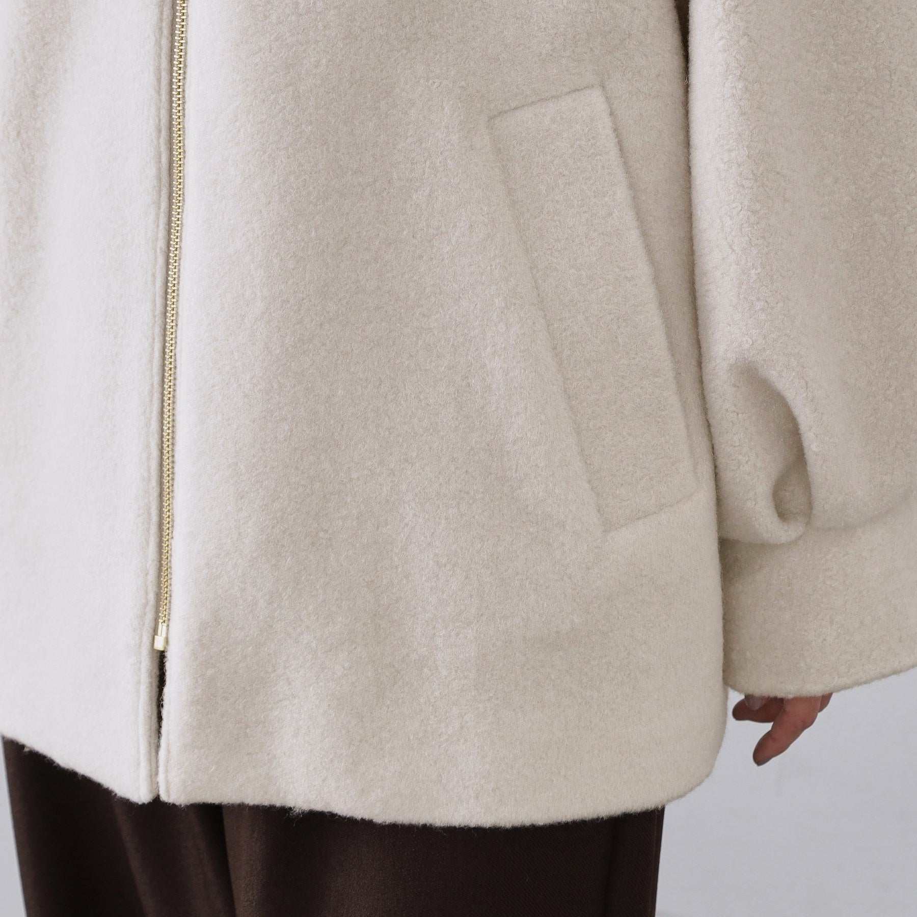 オペーク ドット クリップ OPAQUE.CLIP もこもこノーカラージップミドルコート【洗える】 （ライトベージュ(051)） ライトベージュ(051)