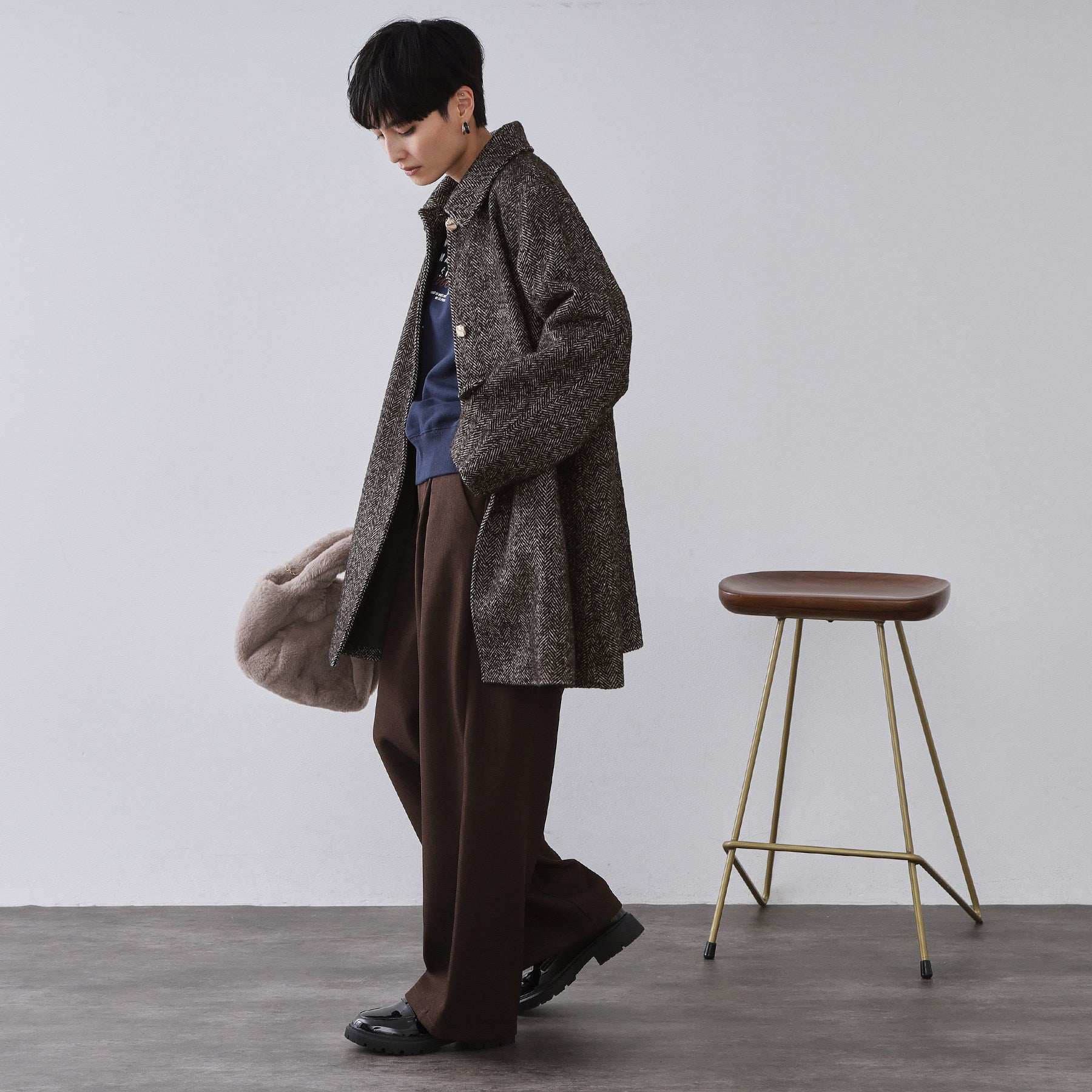 オペーク ドット クリップ OPAQUE.CLIP ヘリンボーンステンカラーコート （ブラウン(444)） ブラウン(444)