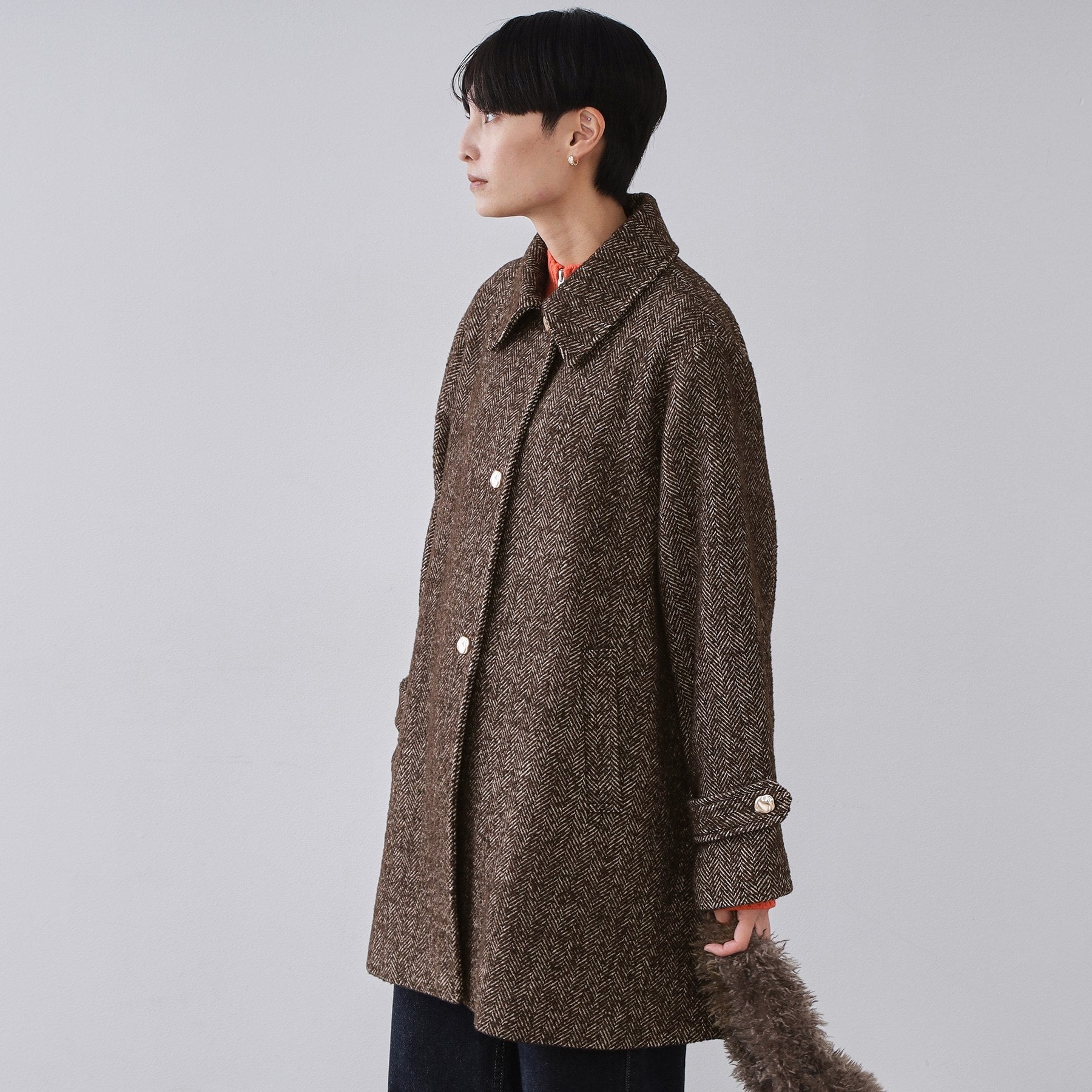 オペーク ドット クリップ OPAQUE.CLIP ヘリンボーンステンカラーコート （ブラウン(444)） ブラウン(444)