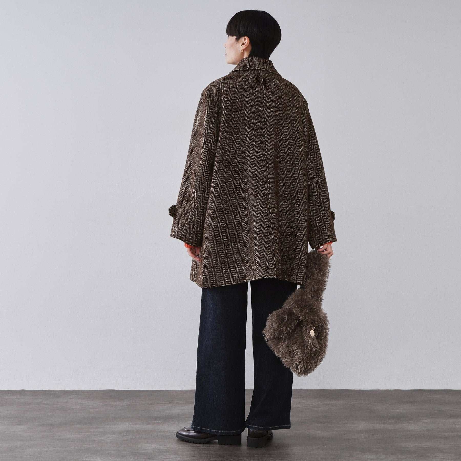 オペーク ドット クリップ OPAQUE.CLIP ヘリンボーンステンカラーコート （ブラウン(444)） ブラウン(444)