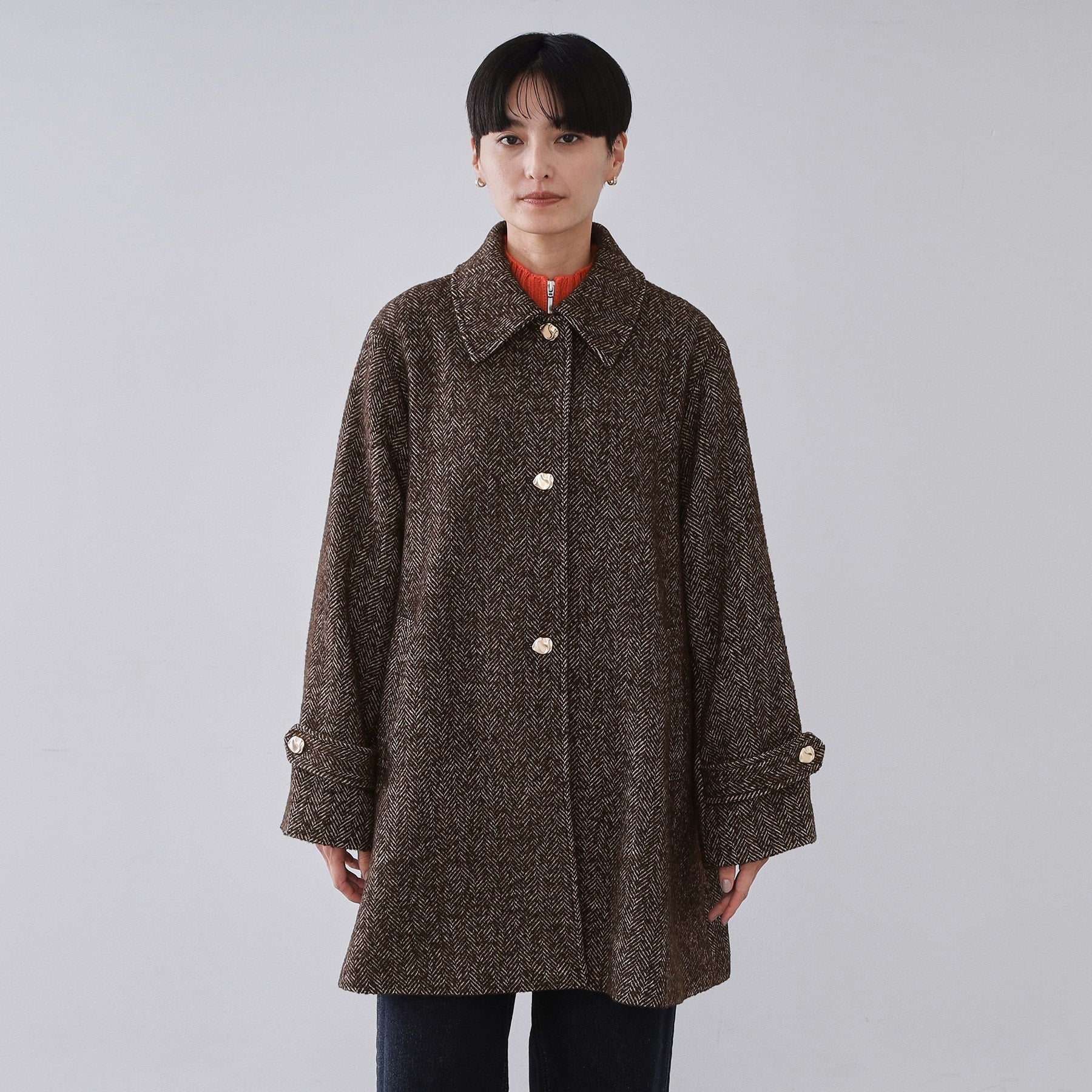 オペーク ドット クリップ OPAQUE.CLIP ヘリンボーンステンカラーコート （ブラウン(444)） ブラウン(444)