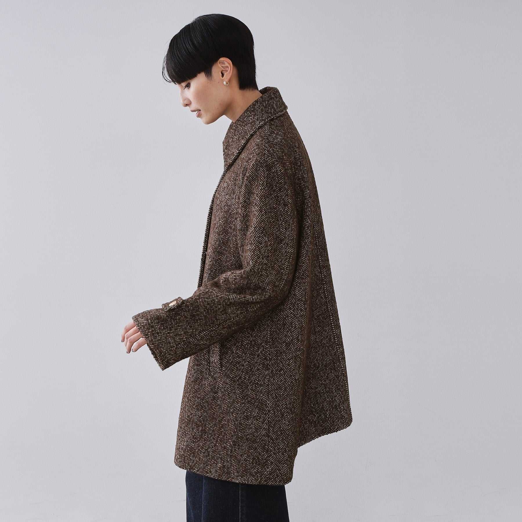 オペーク ドット クリップ OPAQUE.CLIP ヘリンボーンステンカラーコート （ブラウン(444)） ブラウン(444)