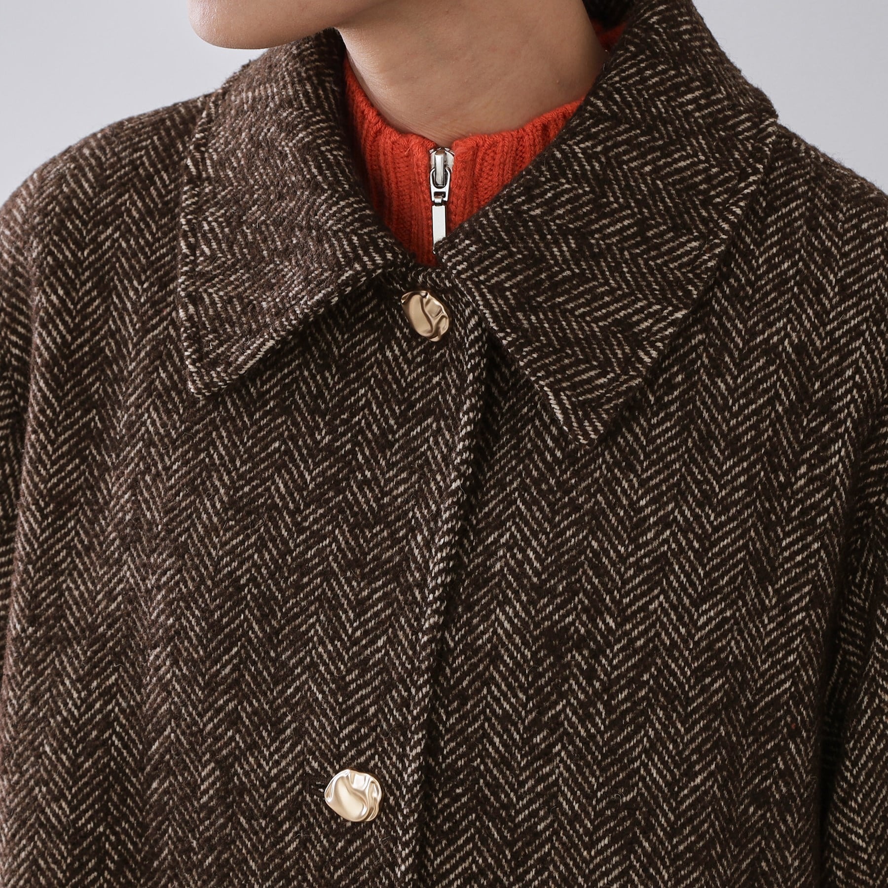 オペーク ドット クリップ OPAQUE.CLIP ヘリンボーンステンカラーコート （ブラウン(444)） ブラウン(444)