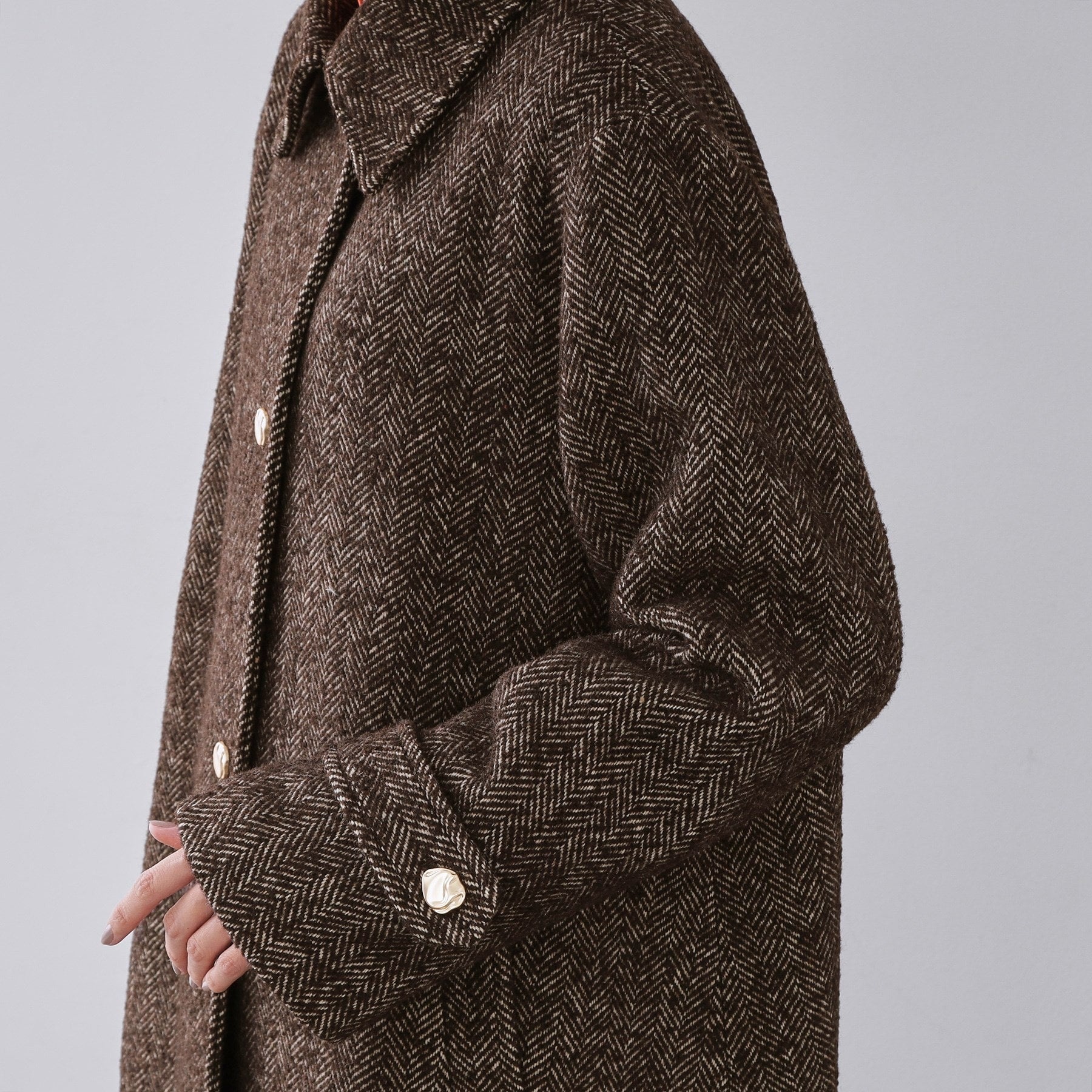 オペーク ドット クリップ OPAQUE.CLIP ヘリンボーンステンカラーコート （ブラウン(444)） ブラウン(444)