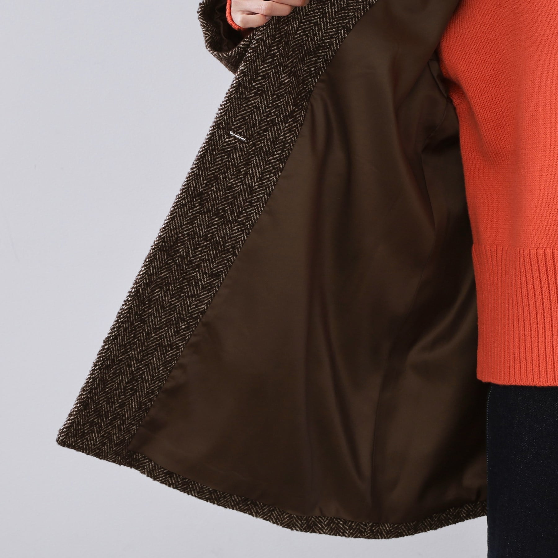 オペーク ドット クリップ OPAQUE.CLIP ヘリンボーンステンカラーコート （ブラウン(444)） ブラウン(444)