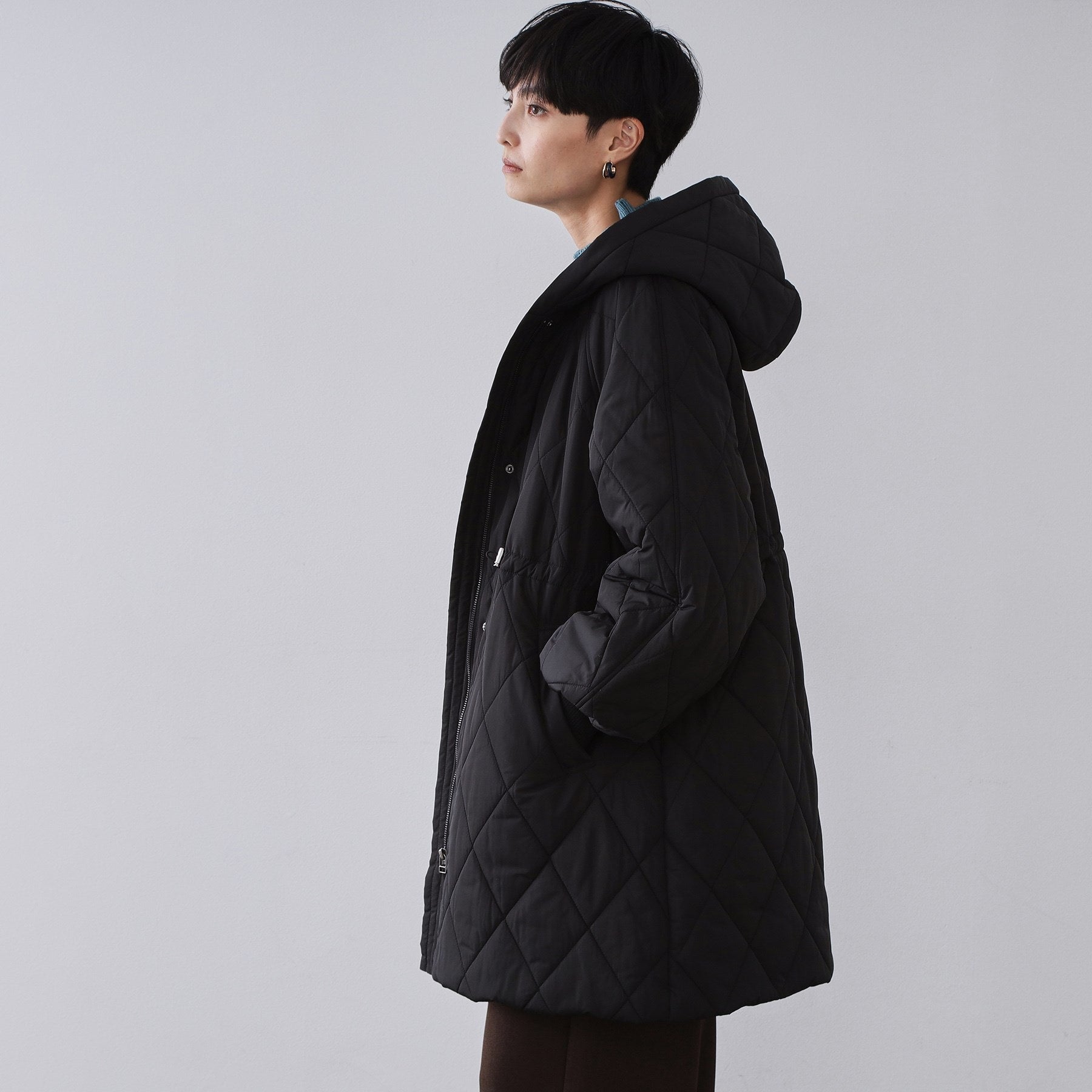 オペーク ドット クリップ OPAQUE.CLIP 撥水キルティングロングコート【洗える】 （ブラック(019)） ブラック(019)