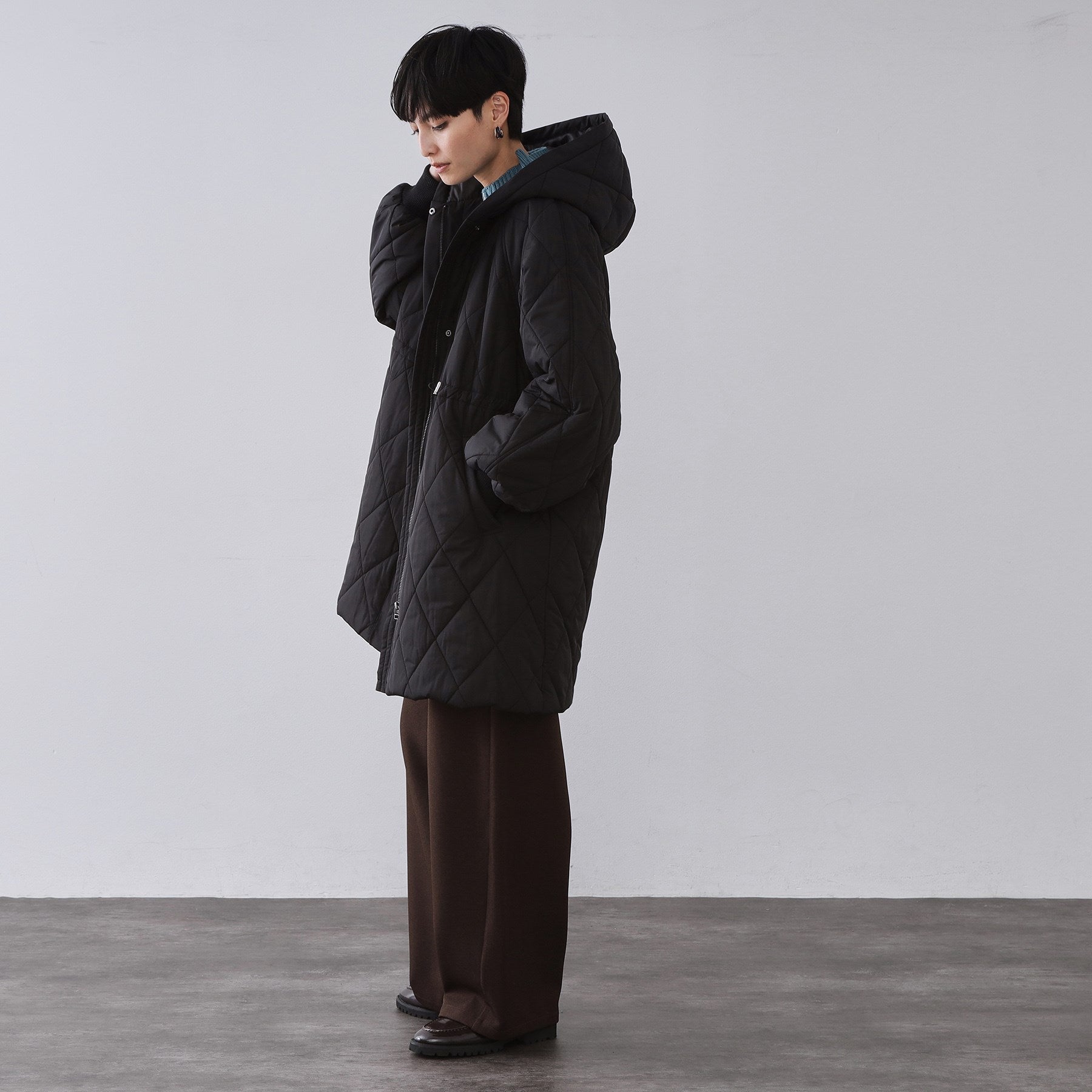 オペーク ドット クリップ OPAQUE.CLIP 撥水キルティングロングコート【洗える】 （ブラック(019)） ブラック(019)