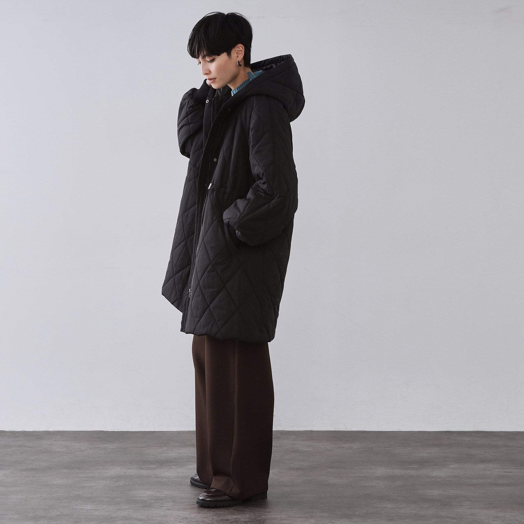 オペーク ドット クリップ OPAQUE.CLIP 撥水キルティングロングコート【洗える】 （ブラック(019)） ブラック(019)