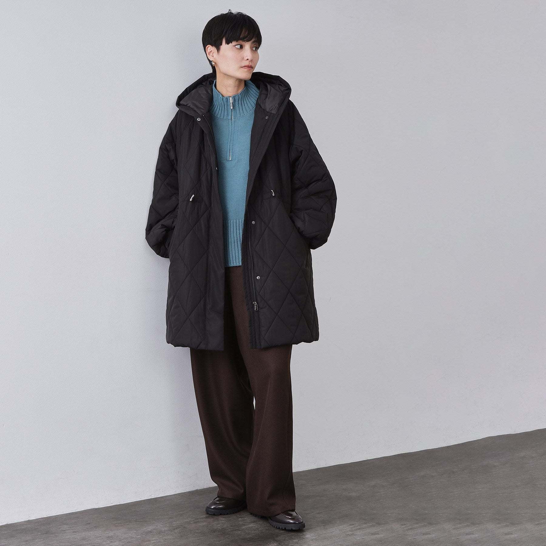 オペーク ドット クリップ OPAQUE.CLIP 撥水キルティングロングコート【洗える】 （ブラック(019)） ブラック(019)