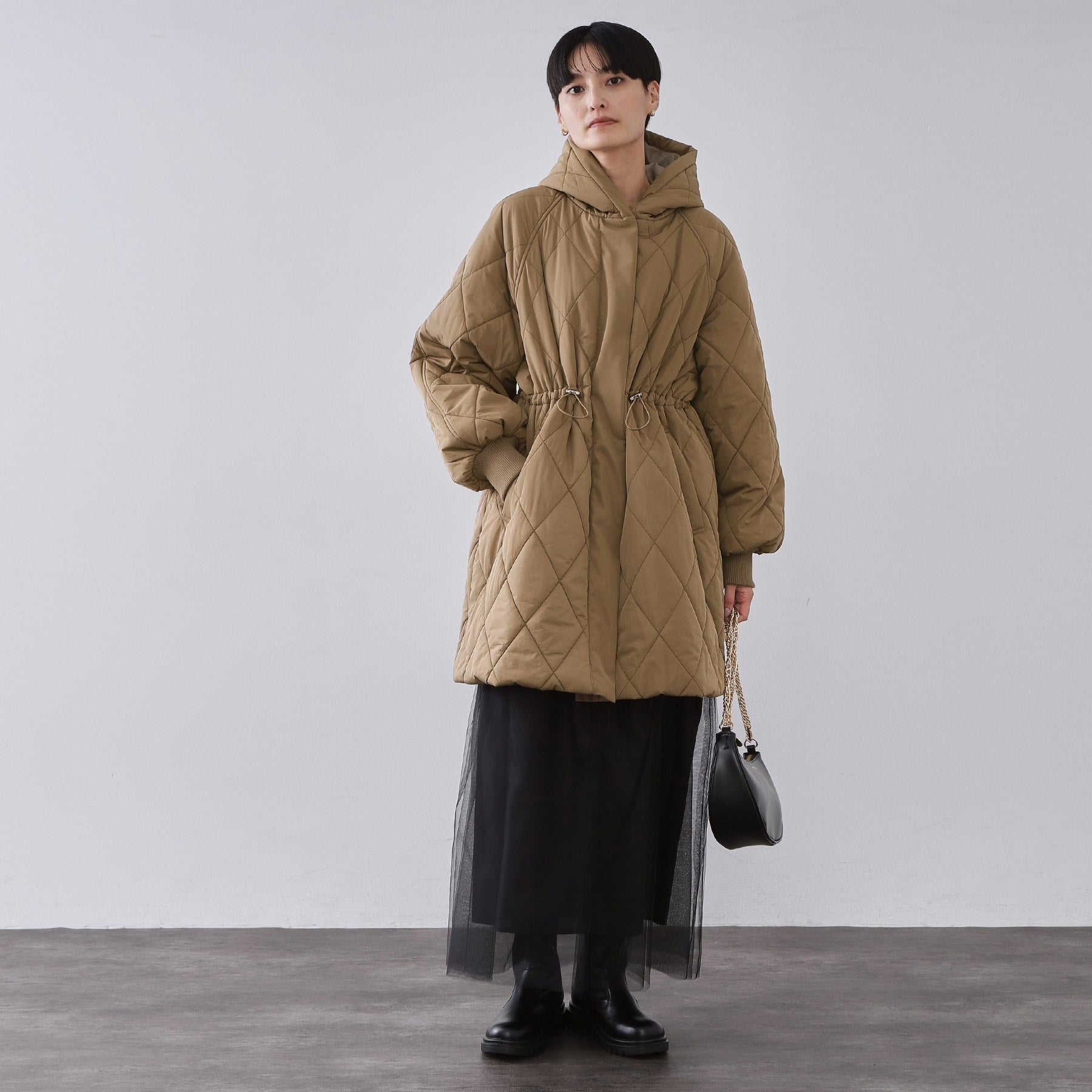 オペーク ドット クリップ OPAQUE.CLIP 撥水キルティングロングコート【洗える】 （ブラック(019)） ブラック(019)