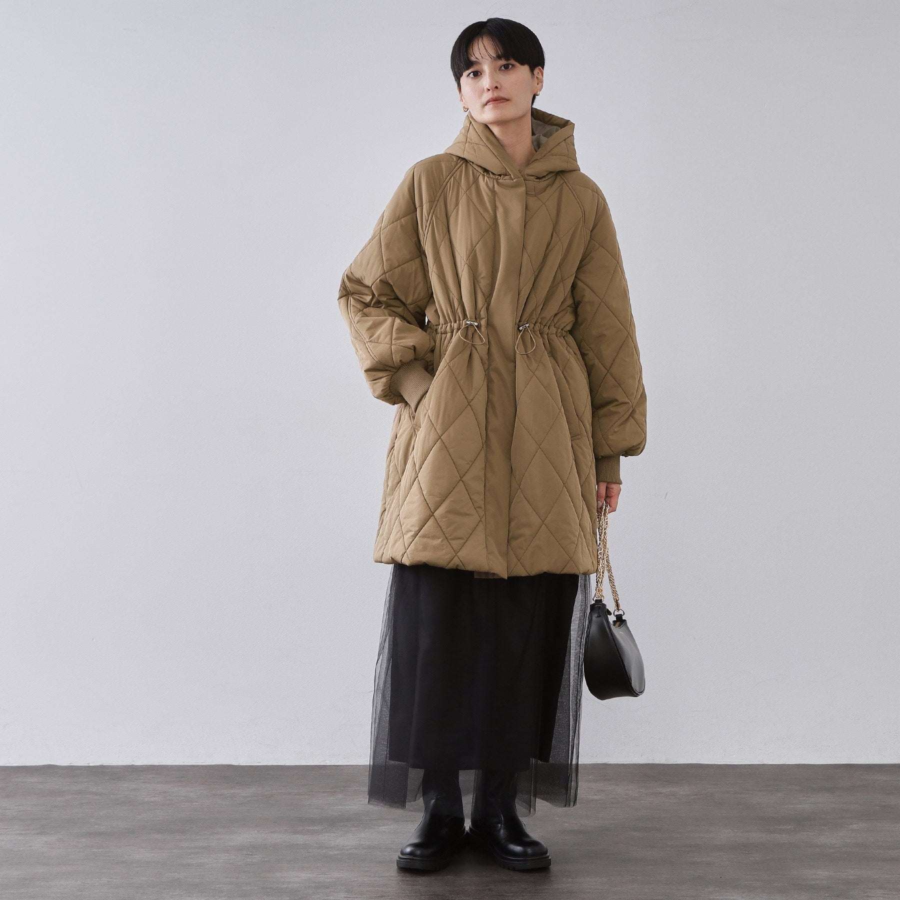 オペーク ドット クリップ OPAQUE.CLIP 撥水キルティングロングコート【洗える】 （ブラック(019)） ブラック(019)