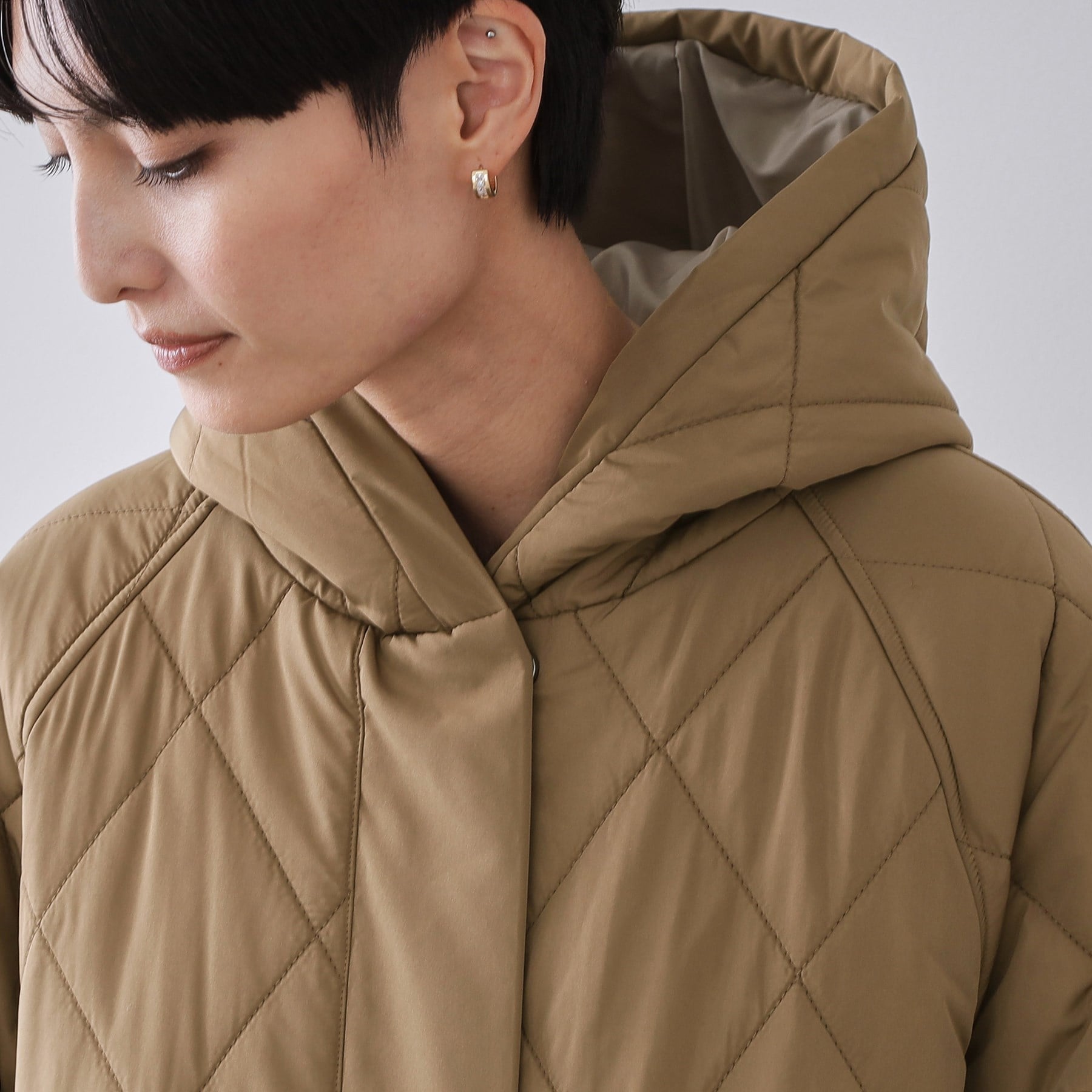 オペーク ドット クリップ OPAQUE.CLIP 撥水キルティングロングコート【洗える】 （ブラック(019)） ブラック(019)