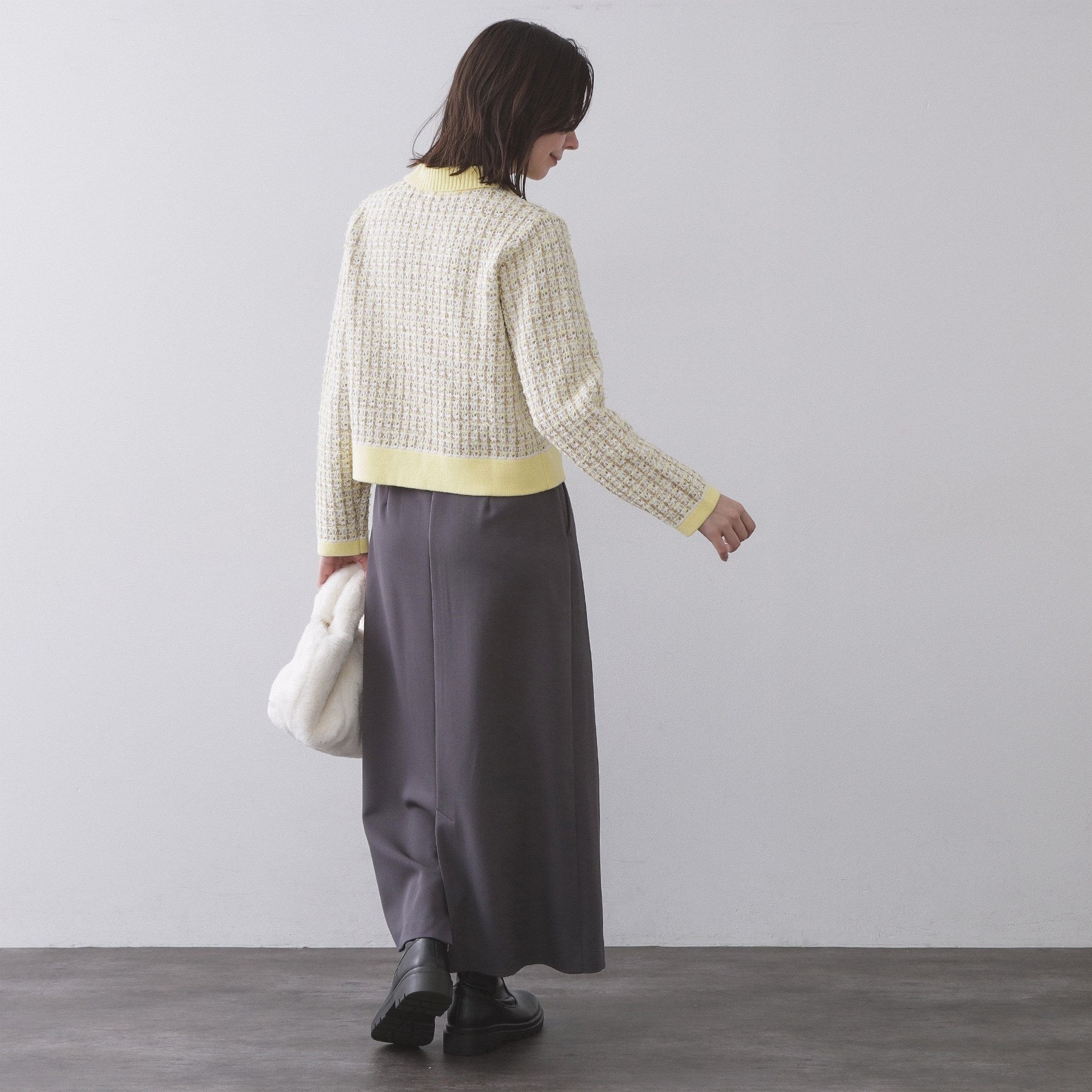 オペーク ドット クリップ OPAQUE.CLIP ツイードライクZIPニットカーディガン （イエロー(431)） イエロー(431)