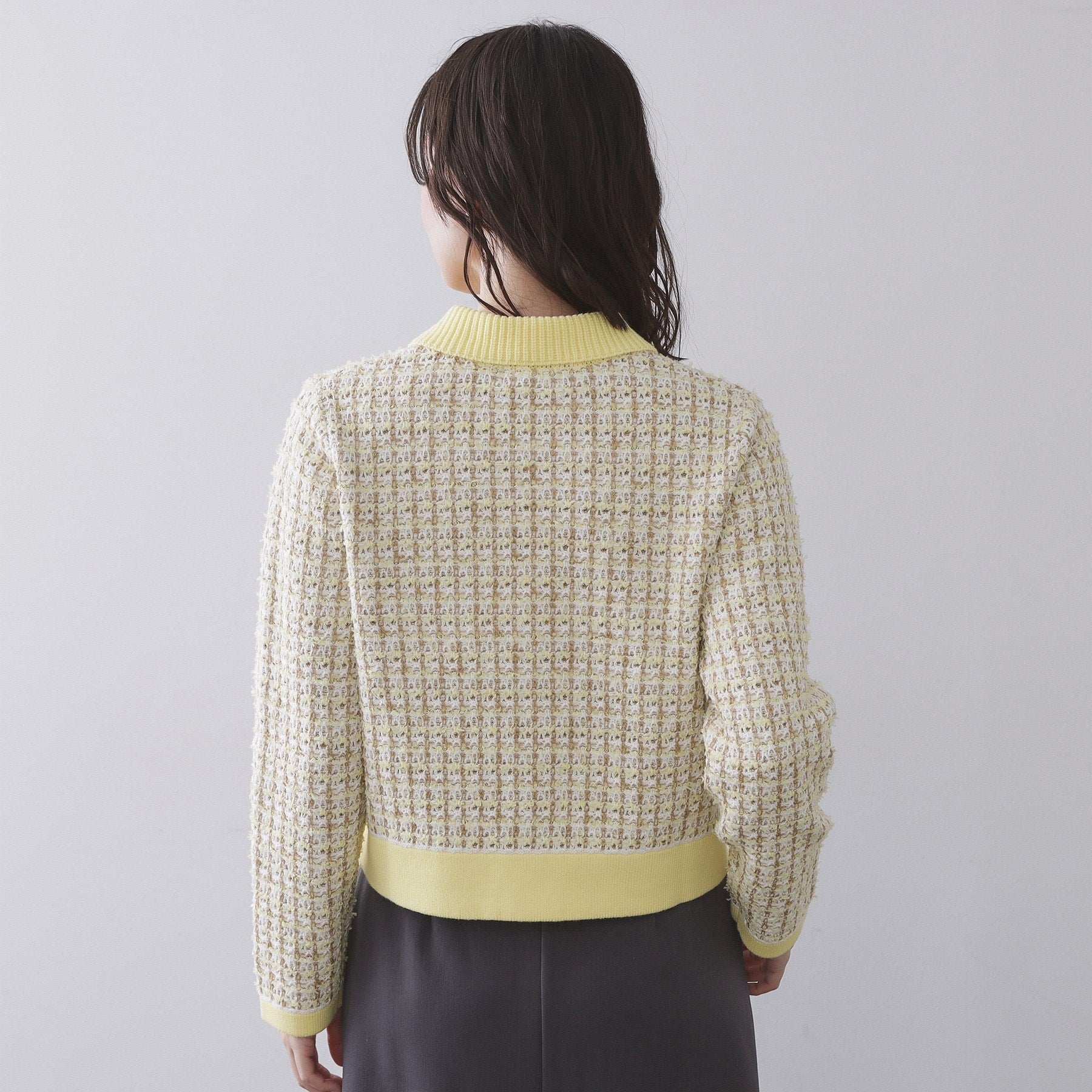 オペーク ドット クリップ OPAQUE.CLIP ツイードライクZIPニットカーディガン （イエロー(431)） イエロー(431)