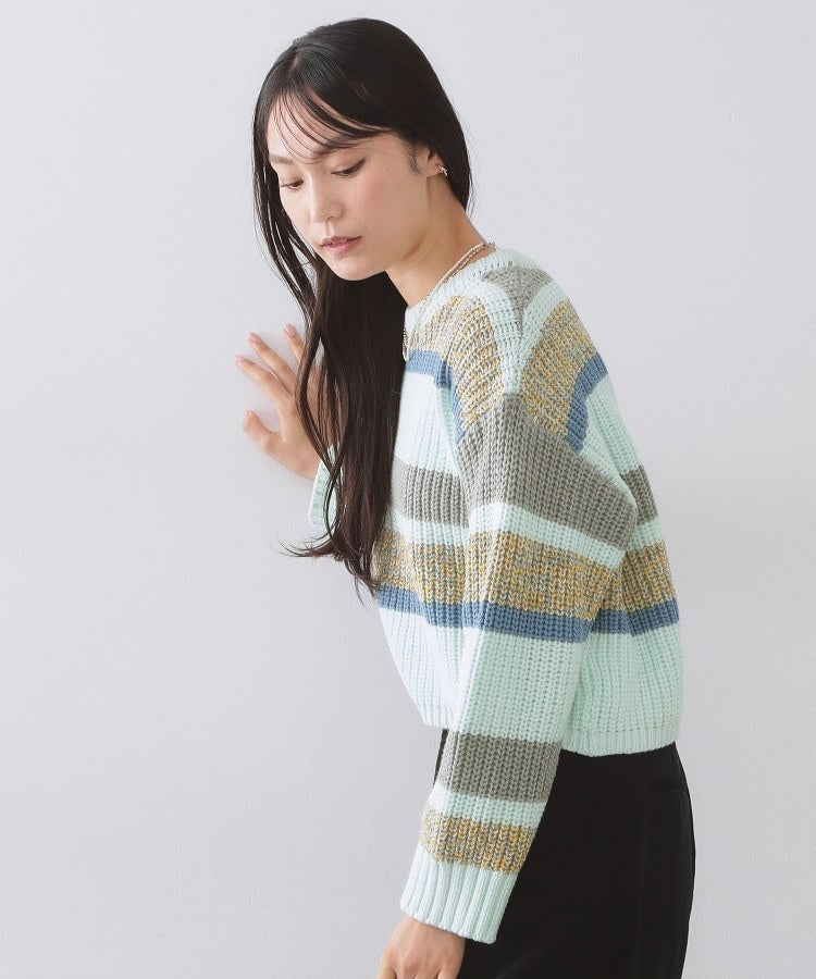 オペーク ドット クリップ OPAQUE.CLIP カラーボーダーミドルゲージニット （ピンク(371)） ピンク(371)