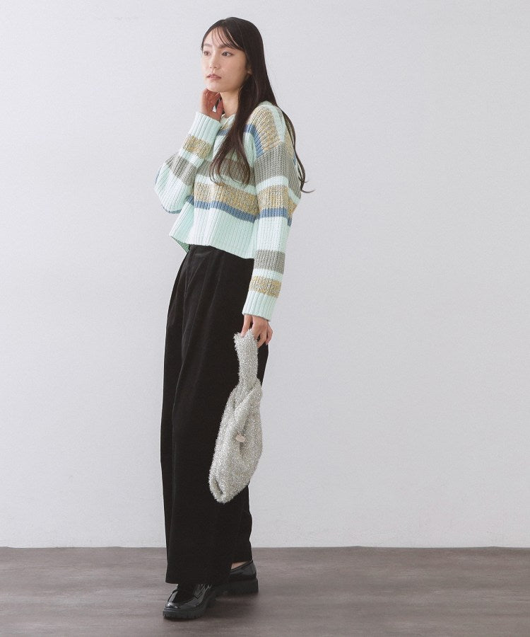 オペーク ドット クリップ OPAQUE.CLIP カラーボーダーミドルゲージニット （ピンク(371)） ピンク(371)