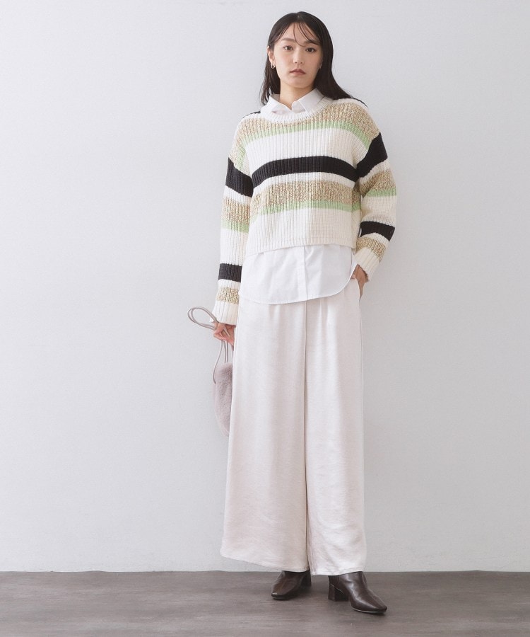 オペーク ドット クリップ OPAQUE.CLIP カラーボーダーミドルゲージニット （ピンク(371)） ピンク(371)