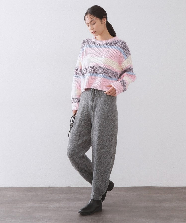 オペーク ドット クリップ OPAQUE.CLIP カラーボーダーミドルゲージニット （ピンク(371)） ピンク(371)