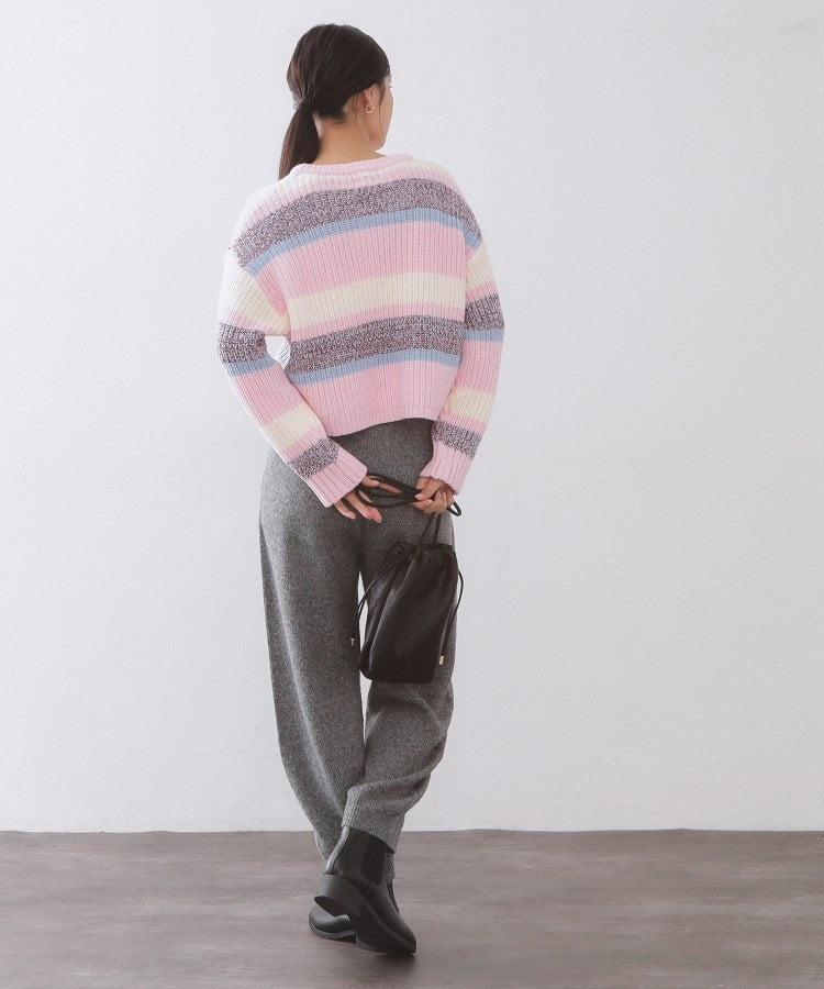 オペーク ドット クリップ OPAQUE.CLIP カラーボーダーミドルゲージニット （ピンク(371)） ピンク(371)