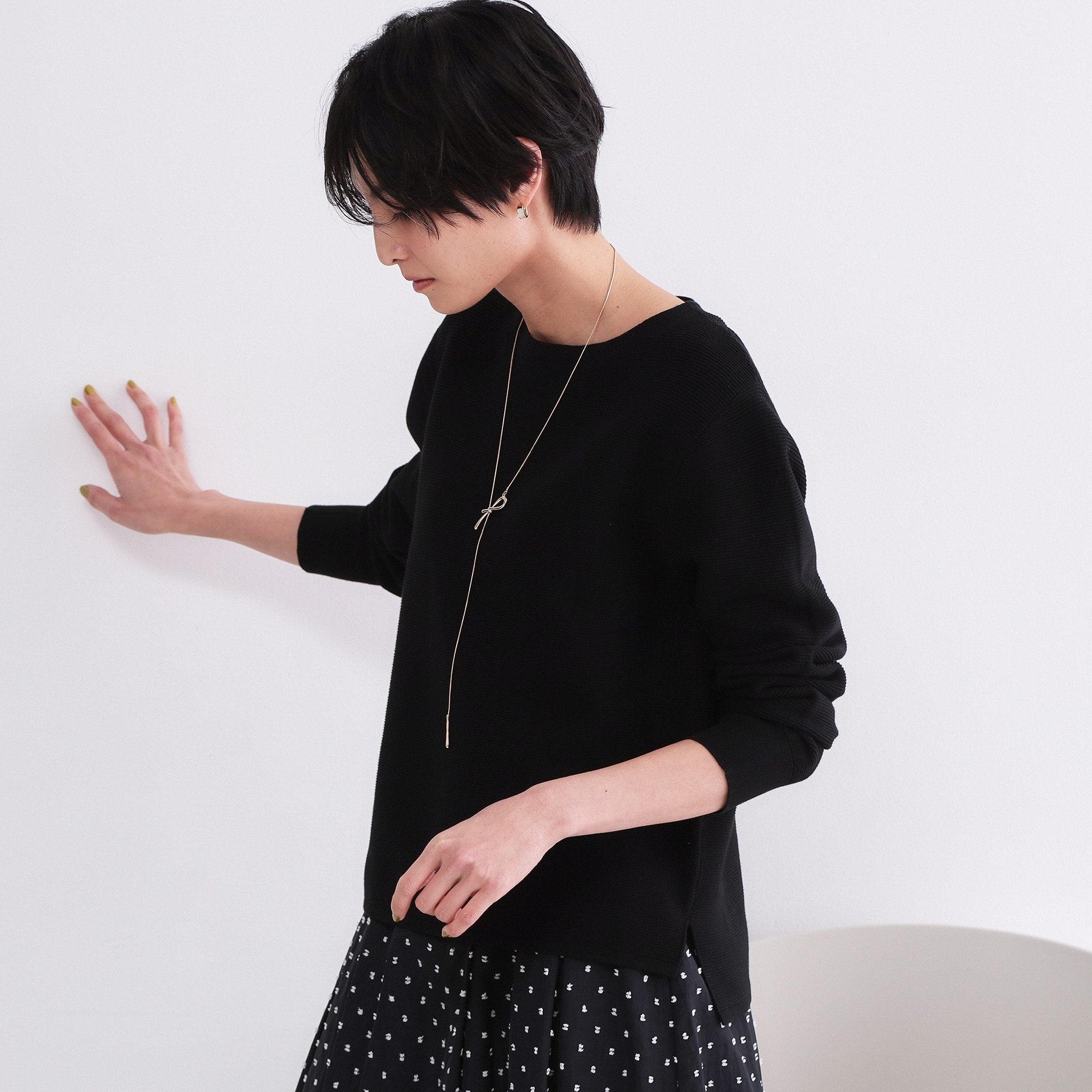 オペーク ドット クリップ OPAQUE.CLIP UV ボートネックガーターニット／オーガニックコットン混【洗濯機OK】《6col》 （ブルー(091)） ブルー(091)