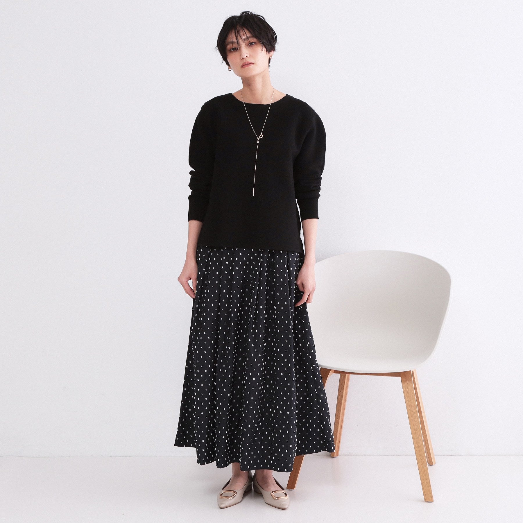 オペーク ドット クリップ OPAQUE.CLIP UV ボートネックガーターニット／オーガニックコットン混【洗濯機OK】《6col》 （ブルー(091)） ブルー(091)