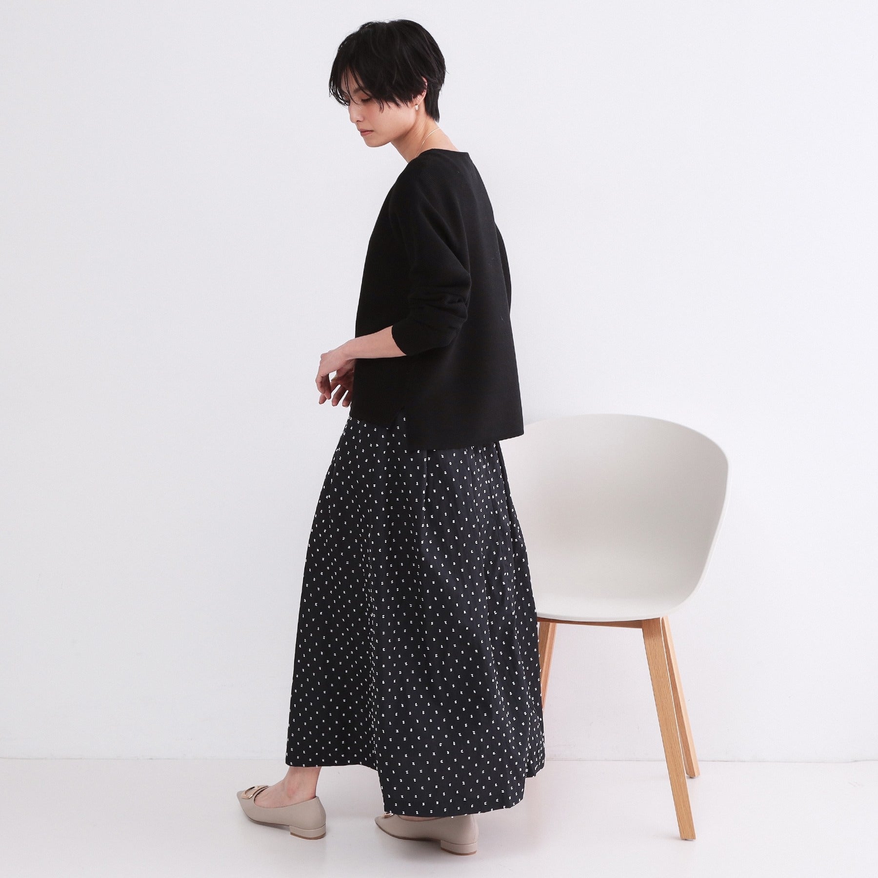 オペーク ドット クリップ OPAQUE.CLIP UV ボートネックガーターニット／オーガニックコットン混【洗濯機OK】《6col》 （ブルー(091)） ブルー(091)