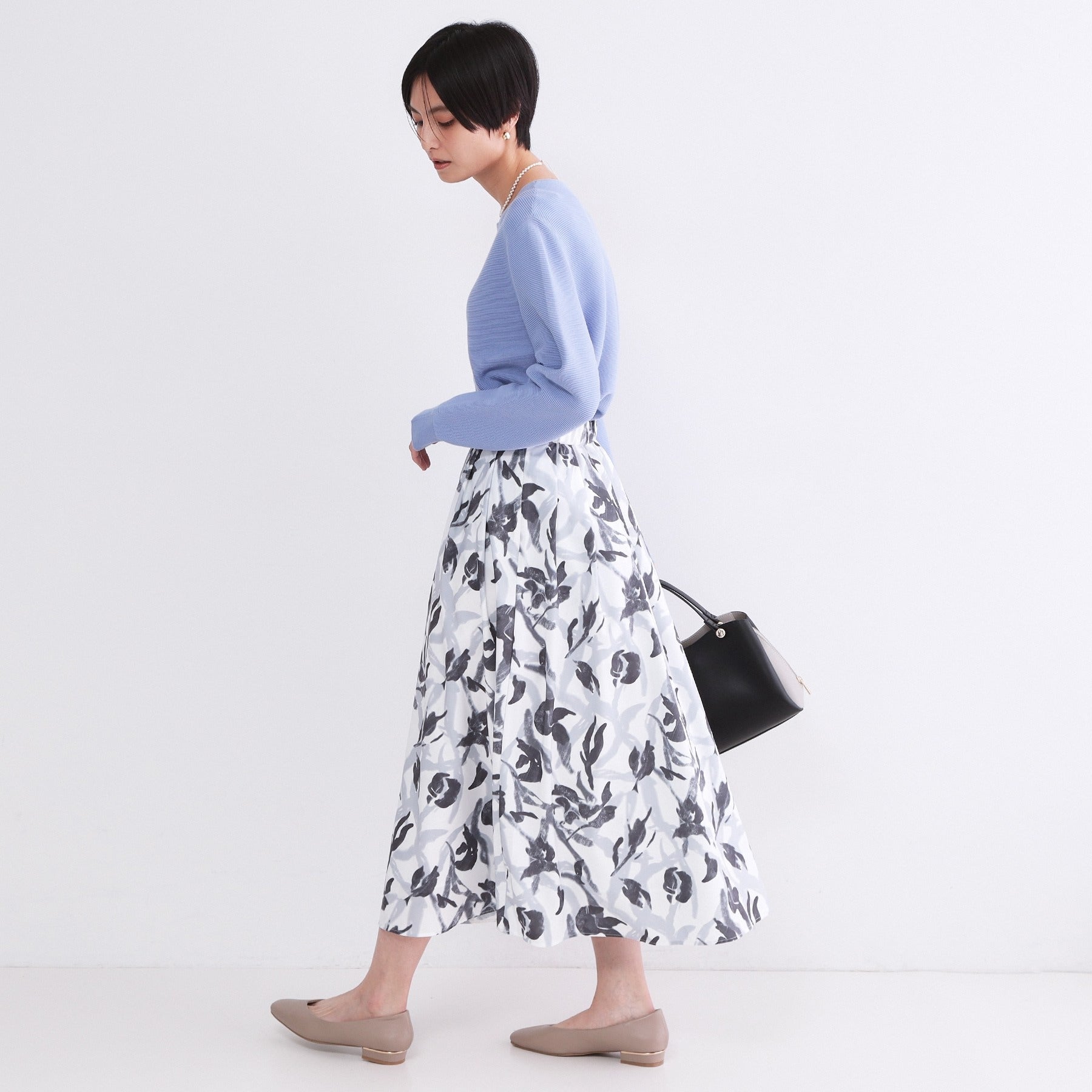 オペーク ドット クリップ OPAQUE.CLIP UV ボートネックガーターニット／オーガニックコットン混【洗濯機OK】《6col》 （ブルー(091)） ブルー(091)