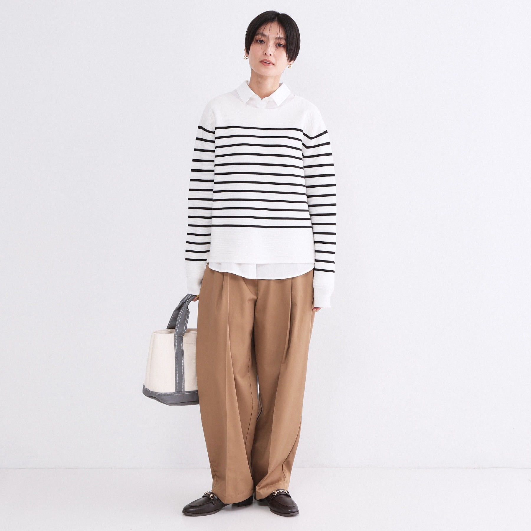 オペーク ドット クリップ OPAQUE.CLIP UV ボートネックガーターニット／オーガニックコットン混【洗濯機OK】《6col》 （ブルー(091)） ブルー(091)