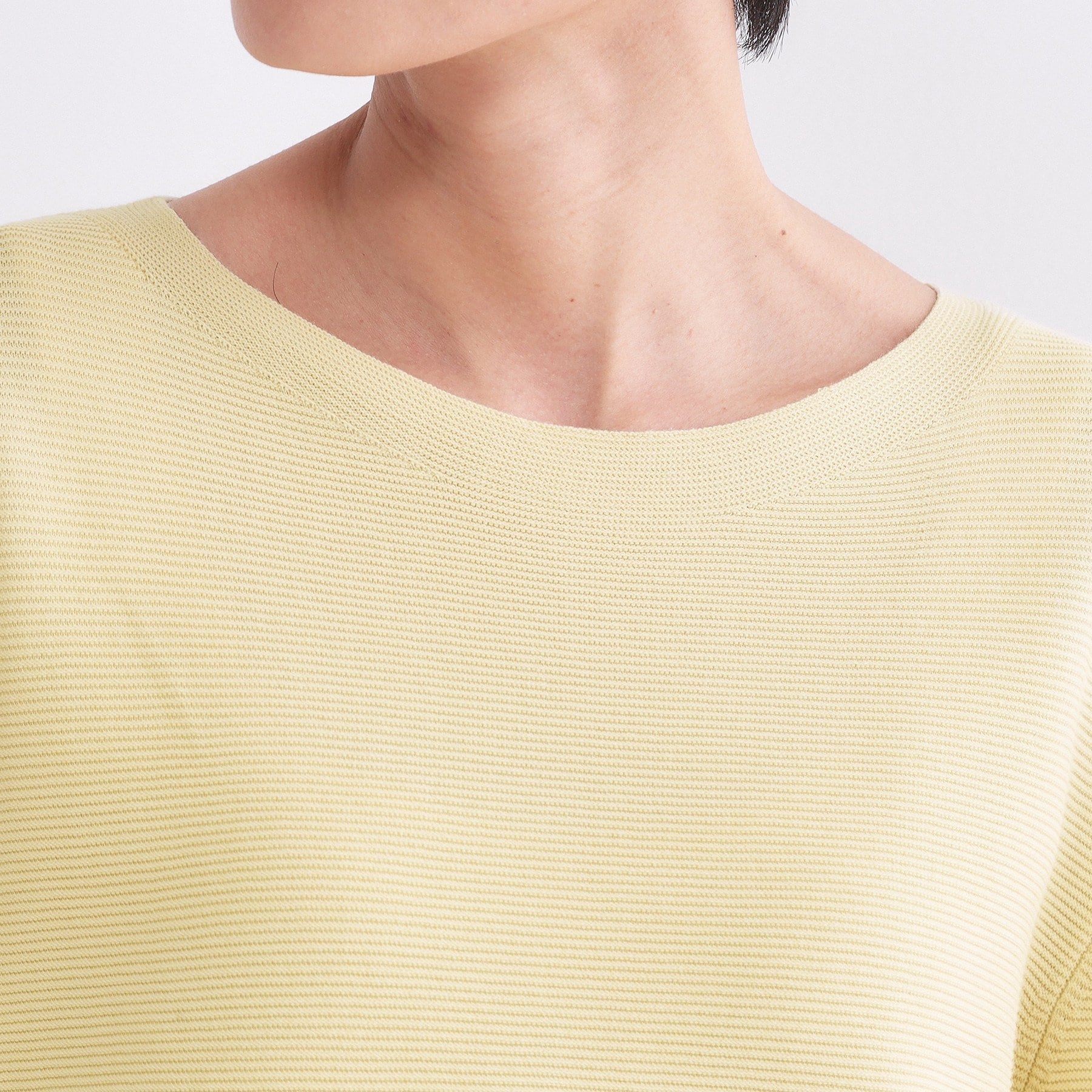 オペーク ドット クリップ OPAQUE.CLIP UV ボートネックガーターニット／オーガニックコットン混【洗濯機OK】《6col》 （ブルー(091)） ブルー(091)