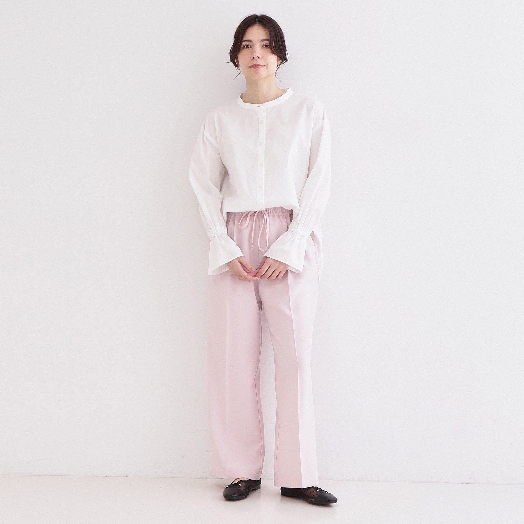 オペーク ドット クリップ OPAQUE.CLIP 美脚ストレッチイージーワイドパンツ【洗濯機OK】 （ライトピンク(070)） ライトピンク(070)