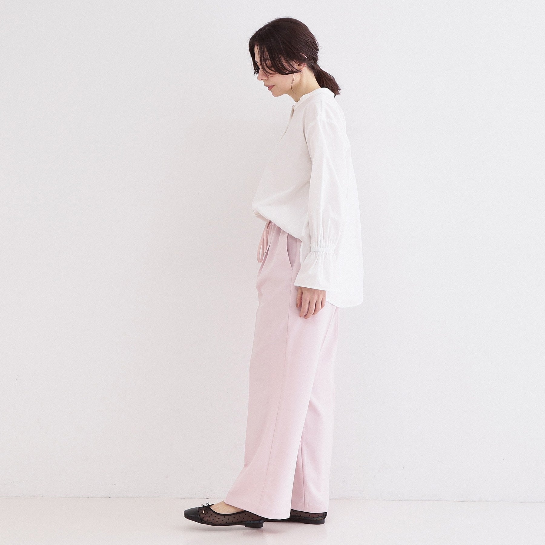 オペーク ドット クリップ OPAQUE.CLIP 美脚ストレッチイージーワイドパンツ【洗濯機OK】 （ライトピンク(070)） ライトピンク(070)