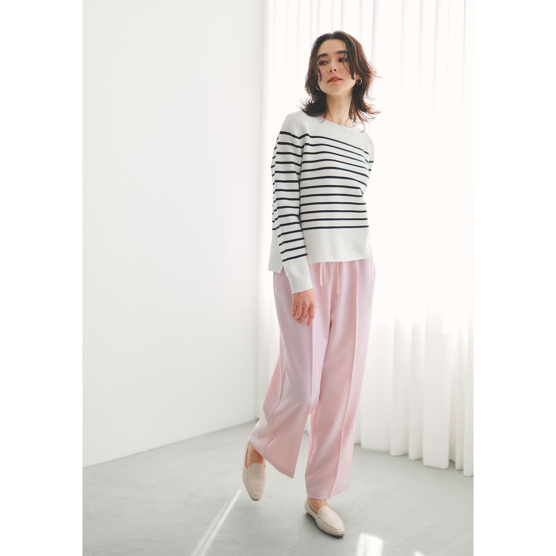 オペーク ドット クリップ OPAQUE.CLIP 美脚ストレッチイージーワイドパンツ【洗濯機OK】 （ライトピンク(070)） ライトピンク(070)