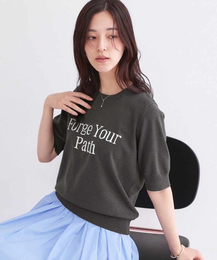 オペーク ドット クリップ OPAQUE.CLIP ロゴジャカードニット【洗濯機OK】 （ライトグレー(011)） ライトグレー(011)